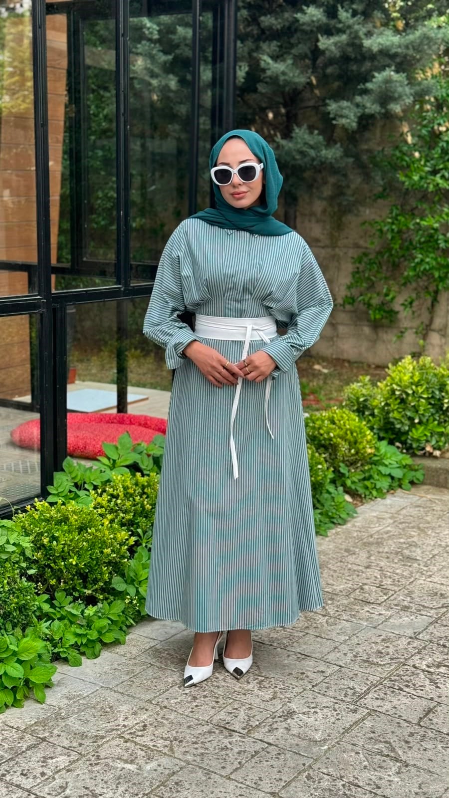 Almarwah Düz Çizgili Elbise 303909