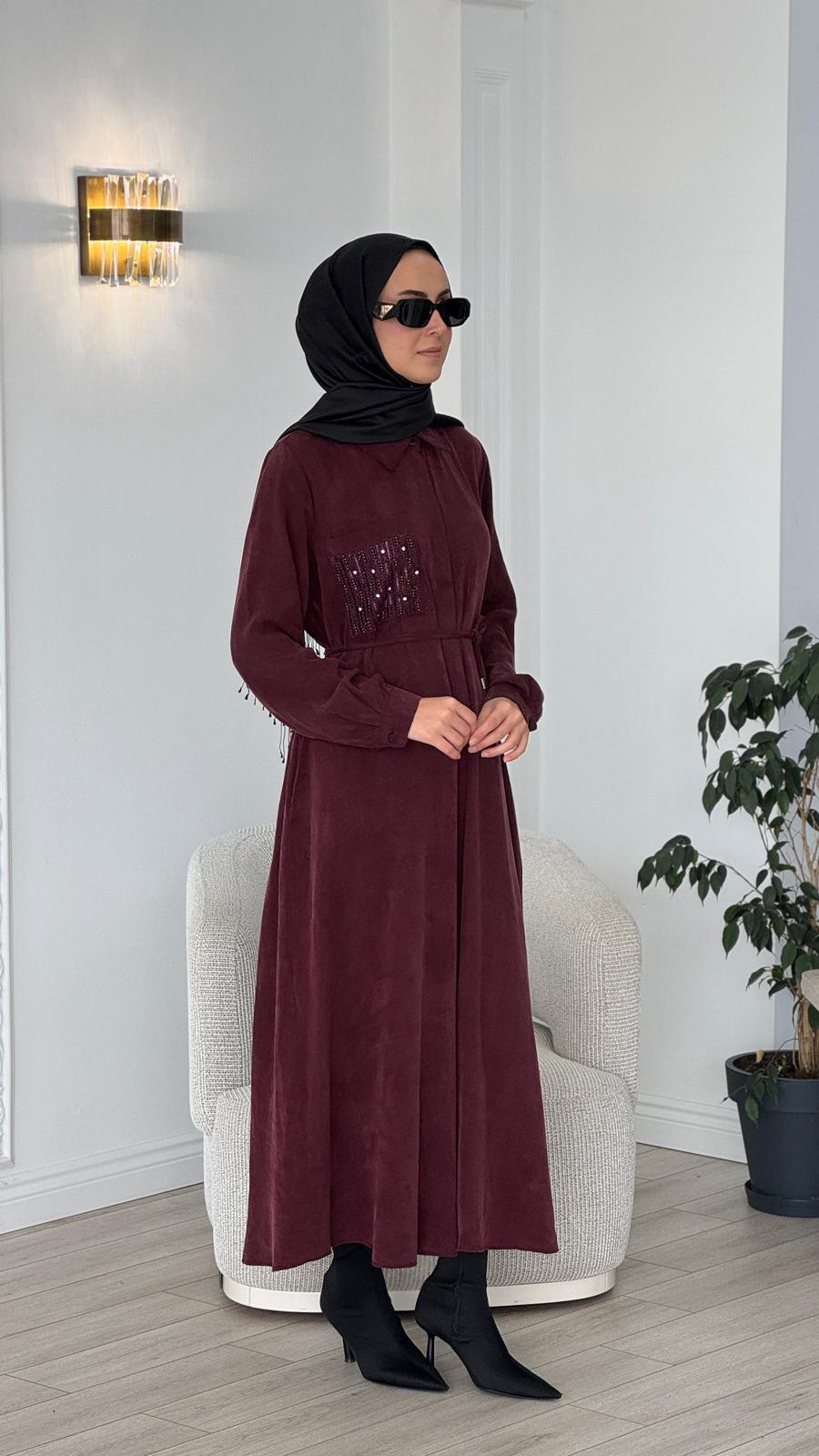 Almarwah Elbise Bordo 303885