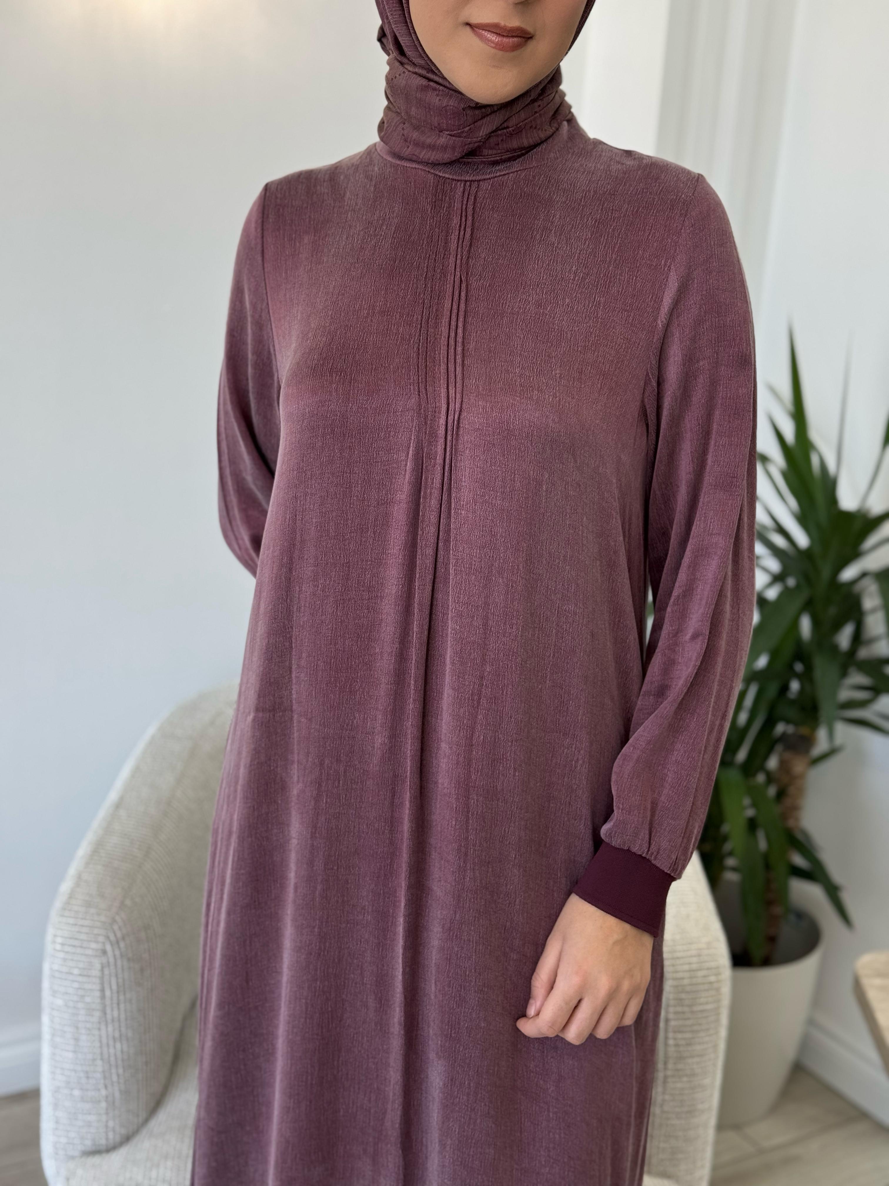 Almarwah Fermuar Detaylı Elbise Bordo 303809