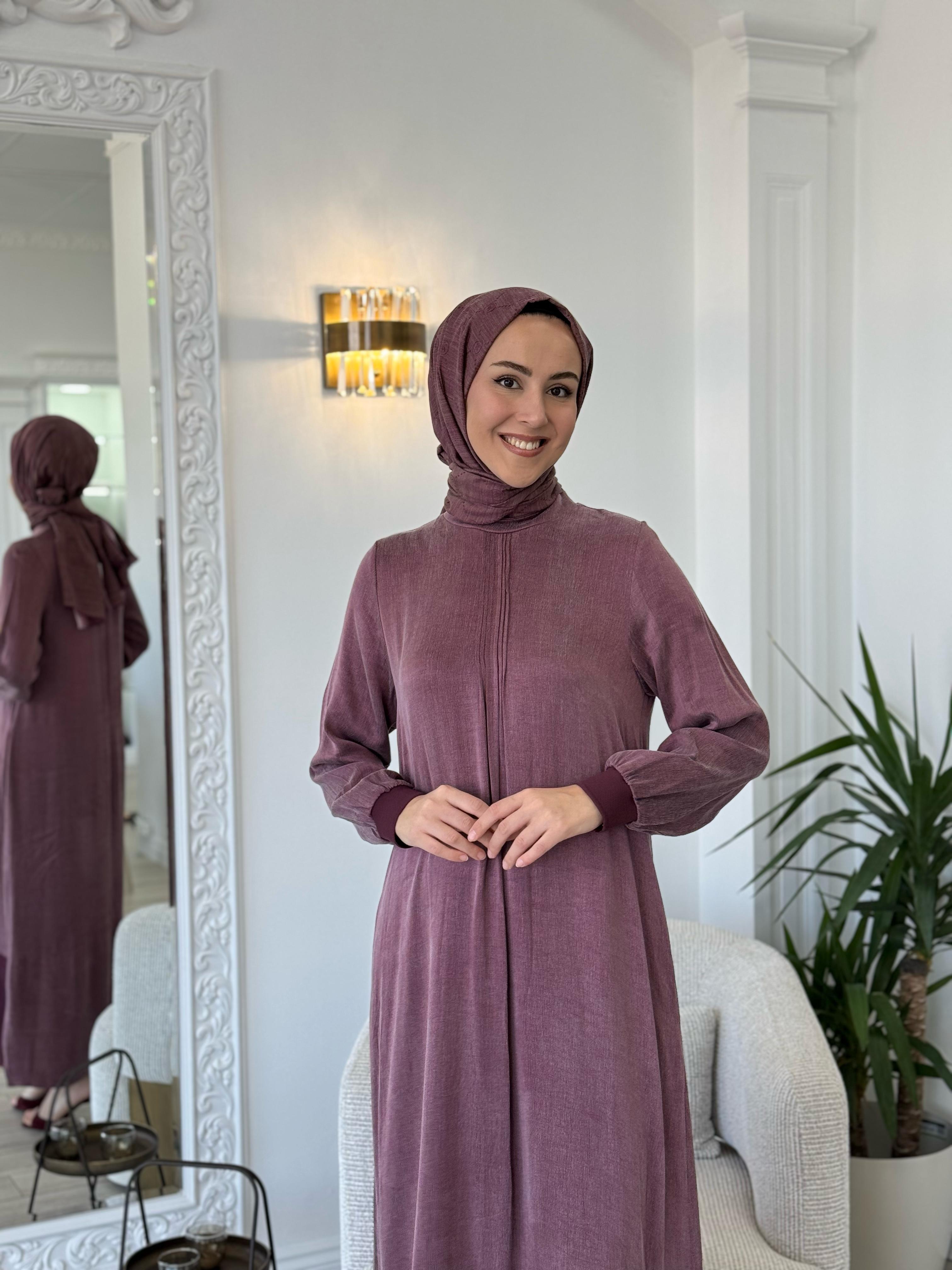 Almarwah Fermuar Detaylı Elbise Bordo 303809