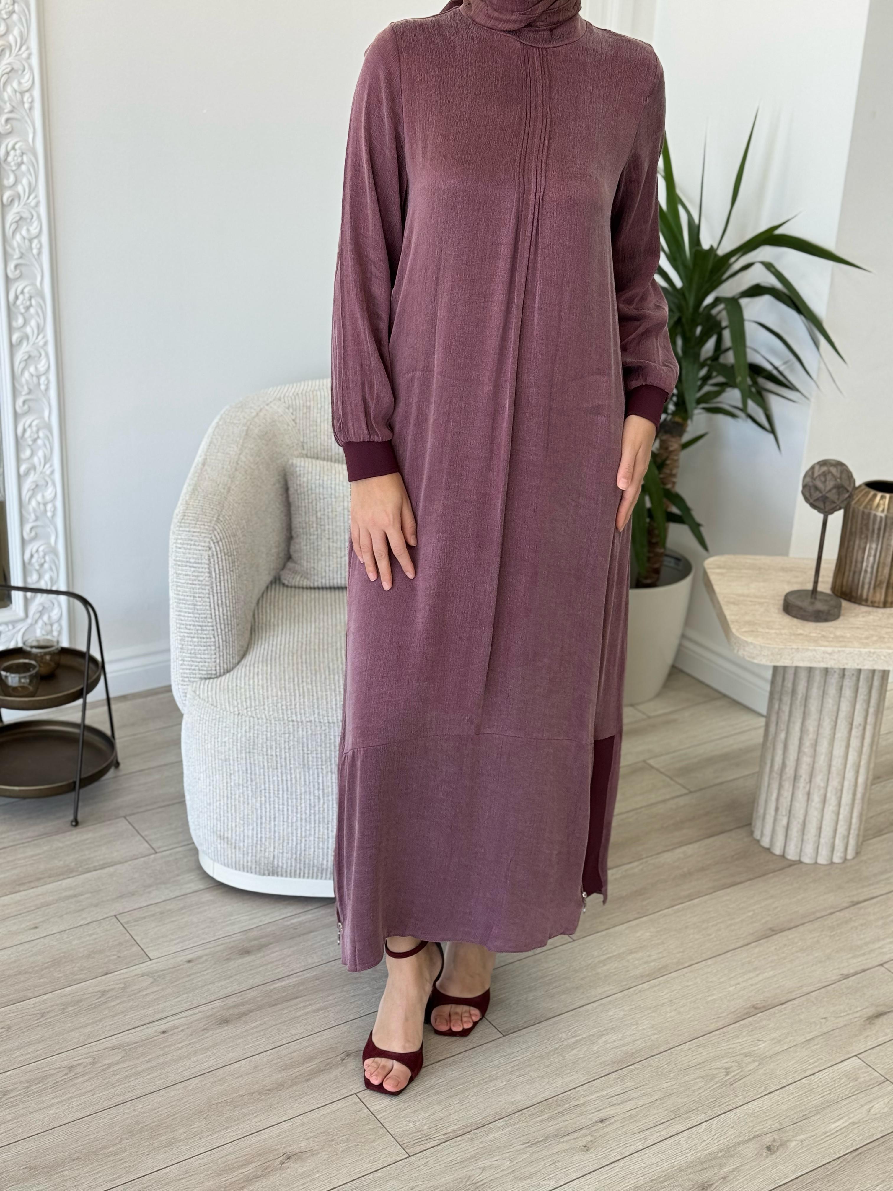 Almarwah Fermuar Detaylı Elbise Bordo 303809