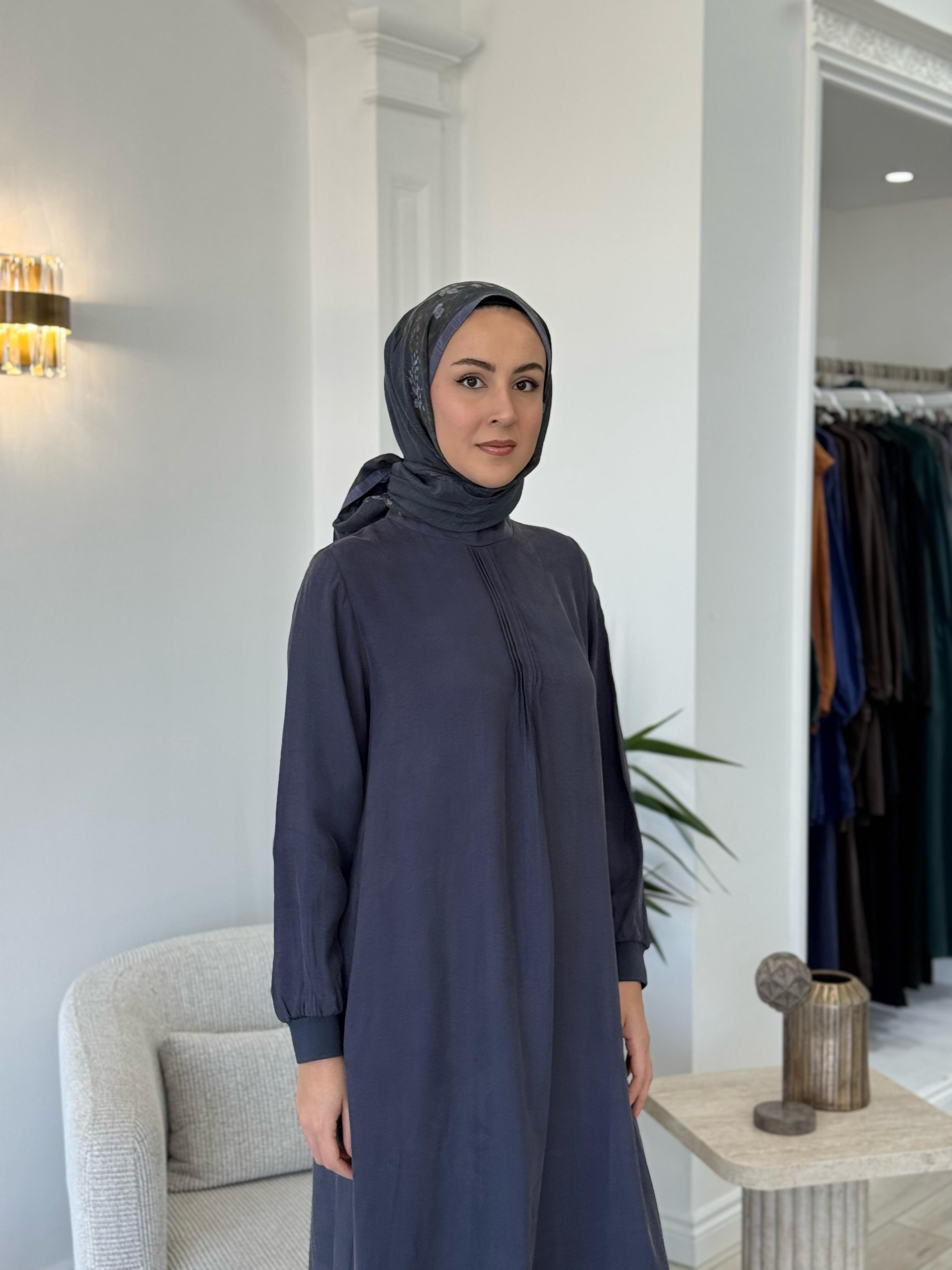 Almarwah Fermuar Detaylı Elbise Lacivert 303809