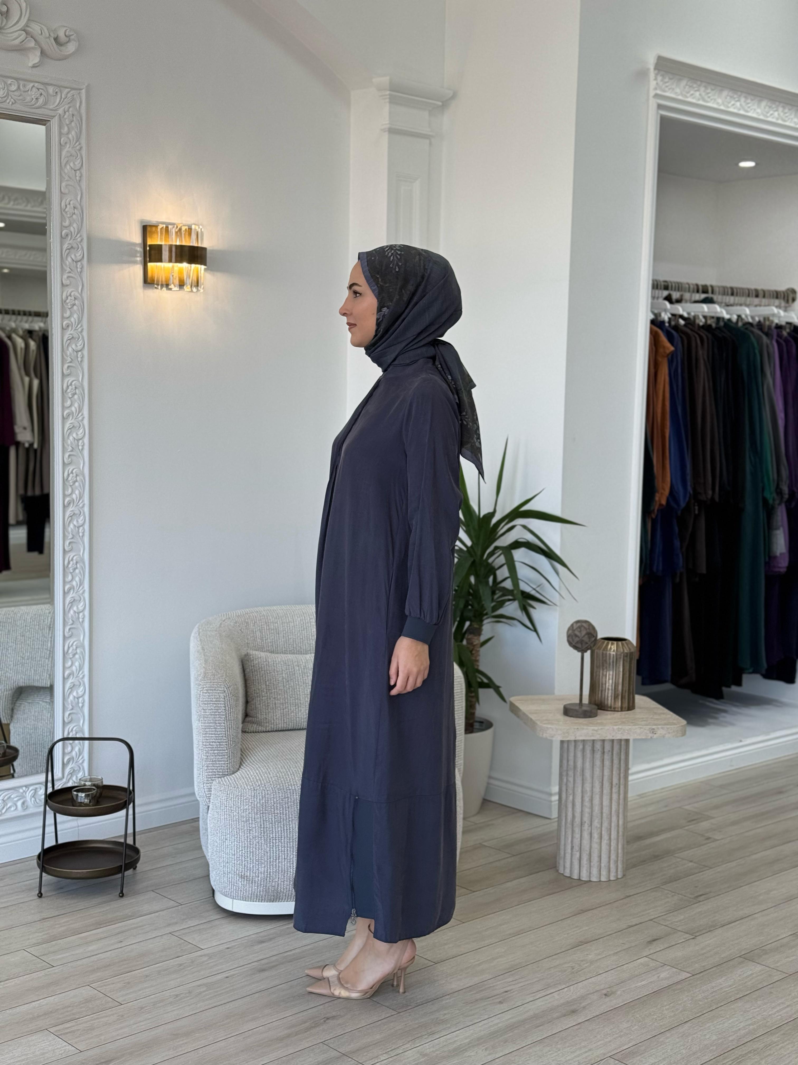 Almarwah Fermuar Detaylı Elbise Lacivert 303809
