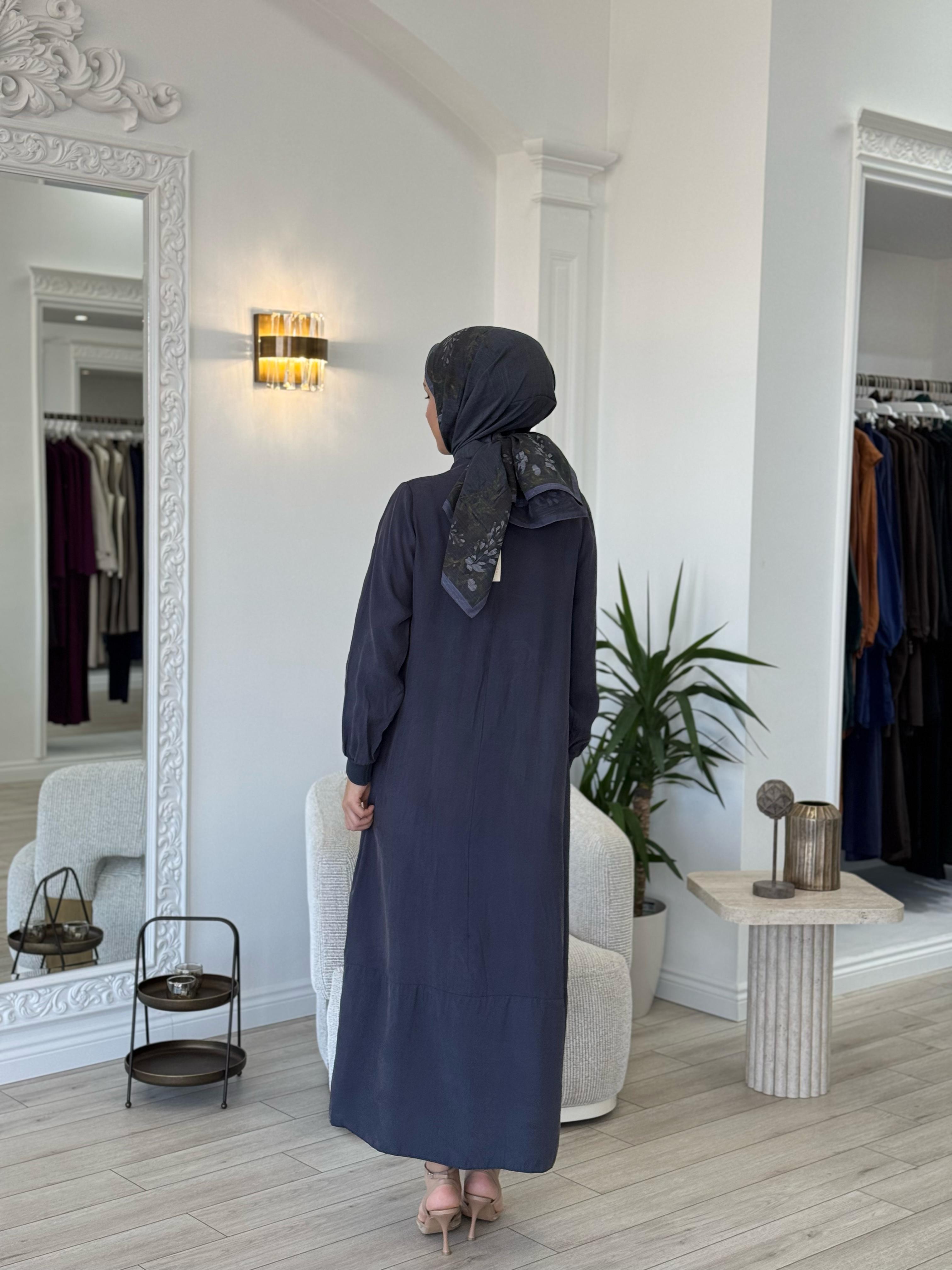 Almarwah Fermuar Detaylı Elbise Lacivert 303809