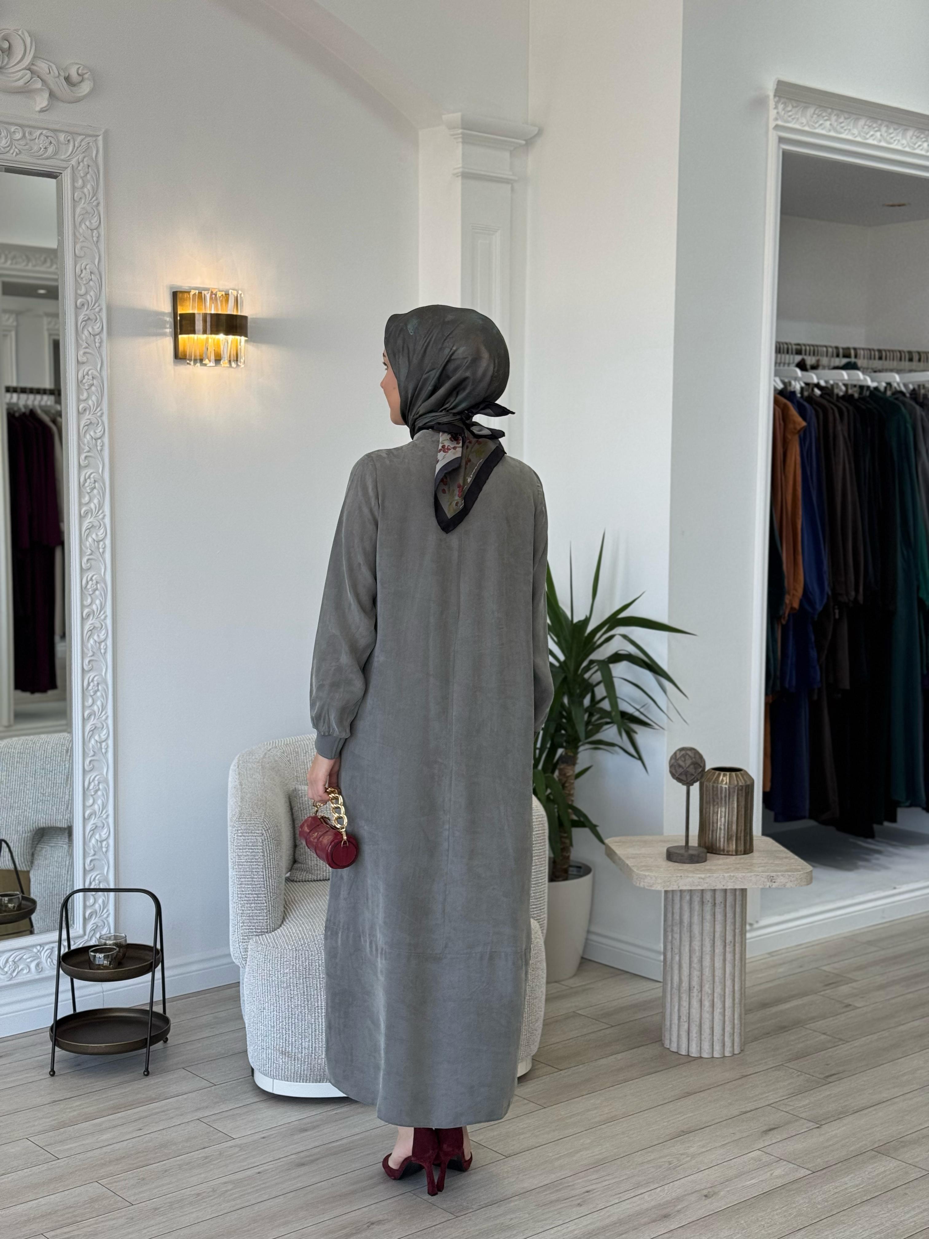 Almarwah Fermuar Detaylı Elbise Vizon 303809