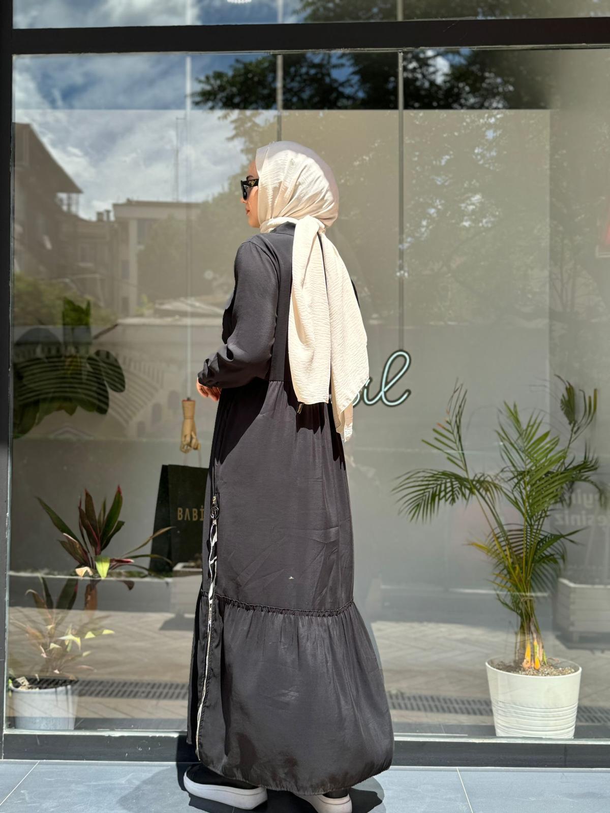 Almarwah Fermuarlı Elbise Siyah 303743
