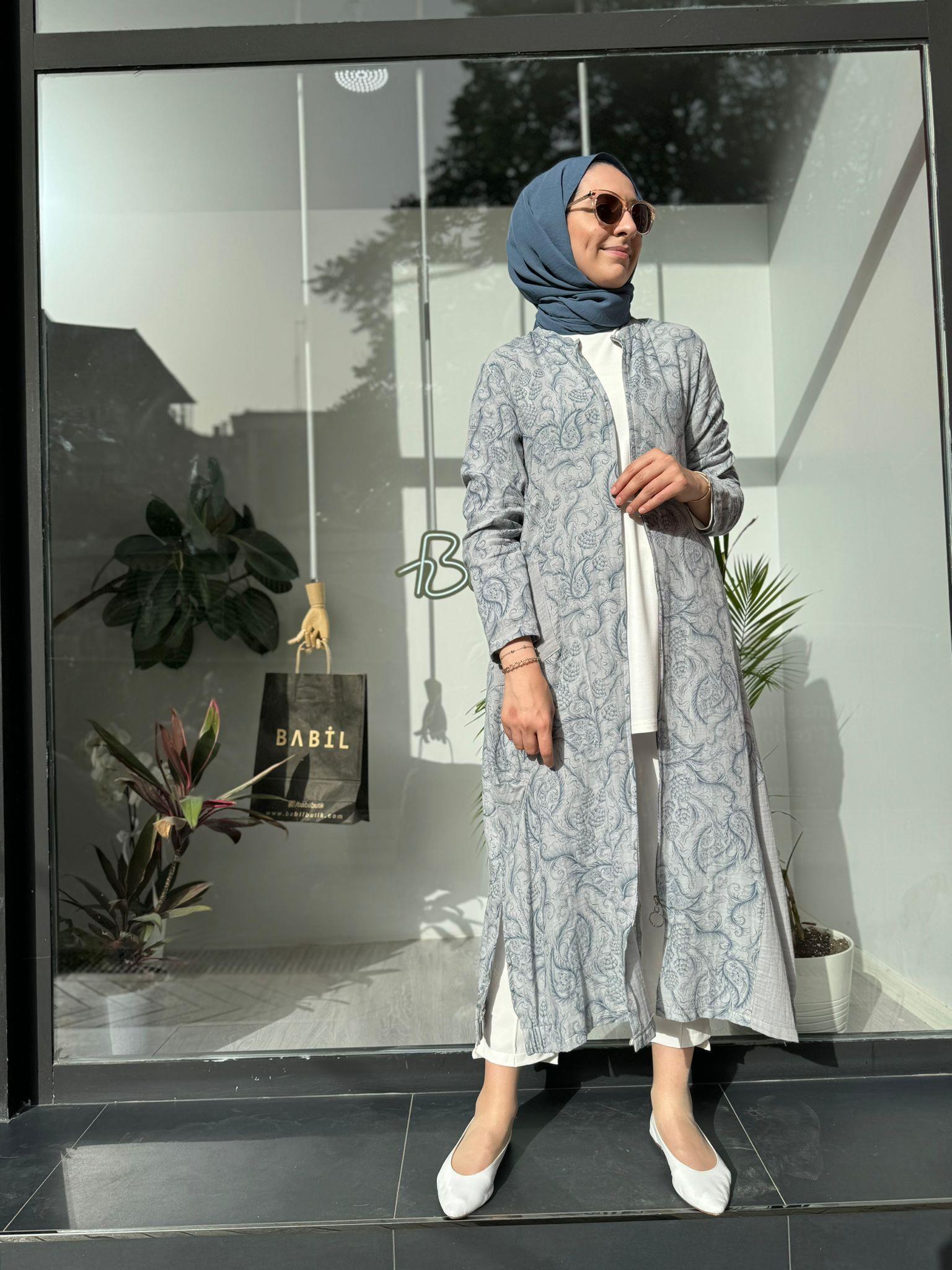 Almarwah Fermuarlı Kap Gri 404857