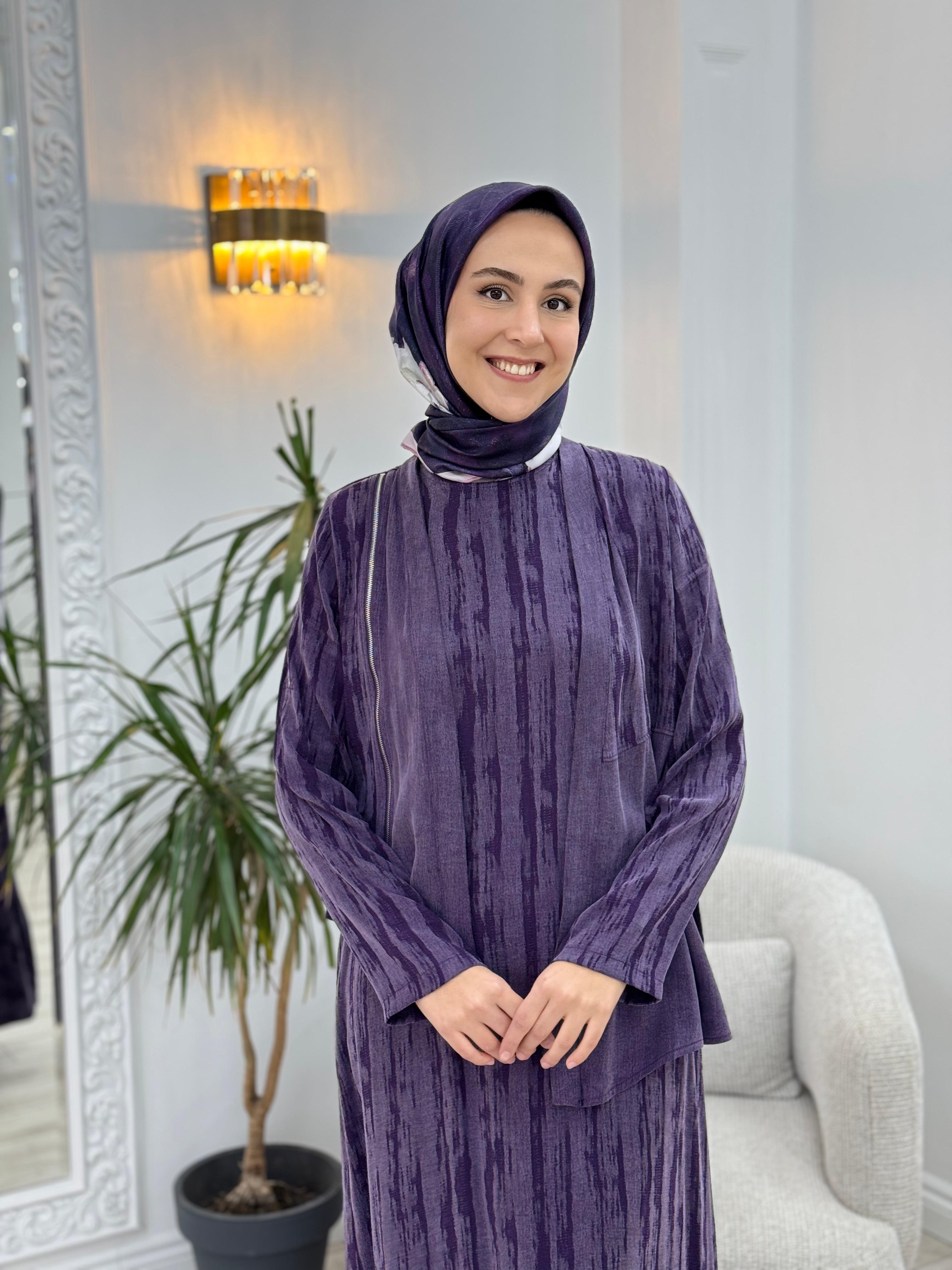 Almarwah İkili Cupra Elbise Mor 202644