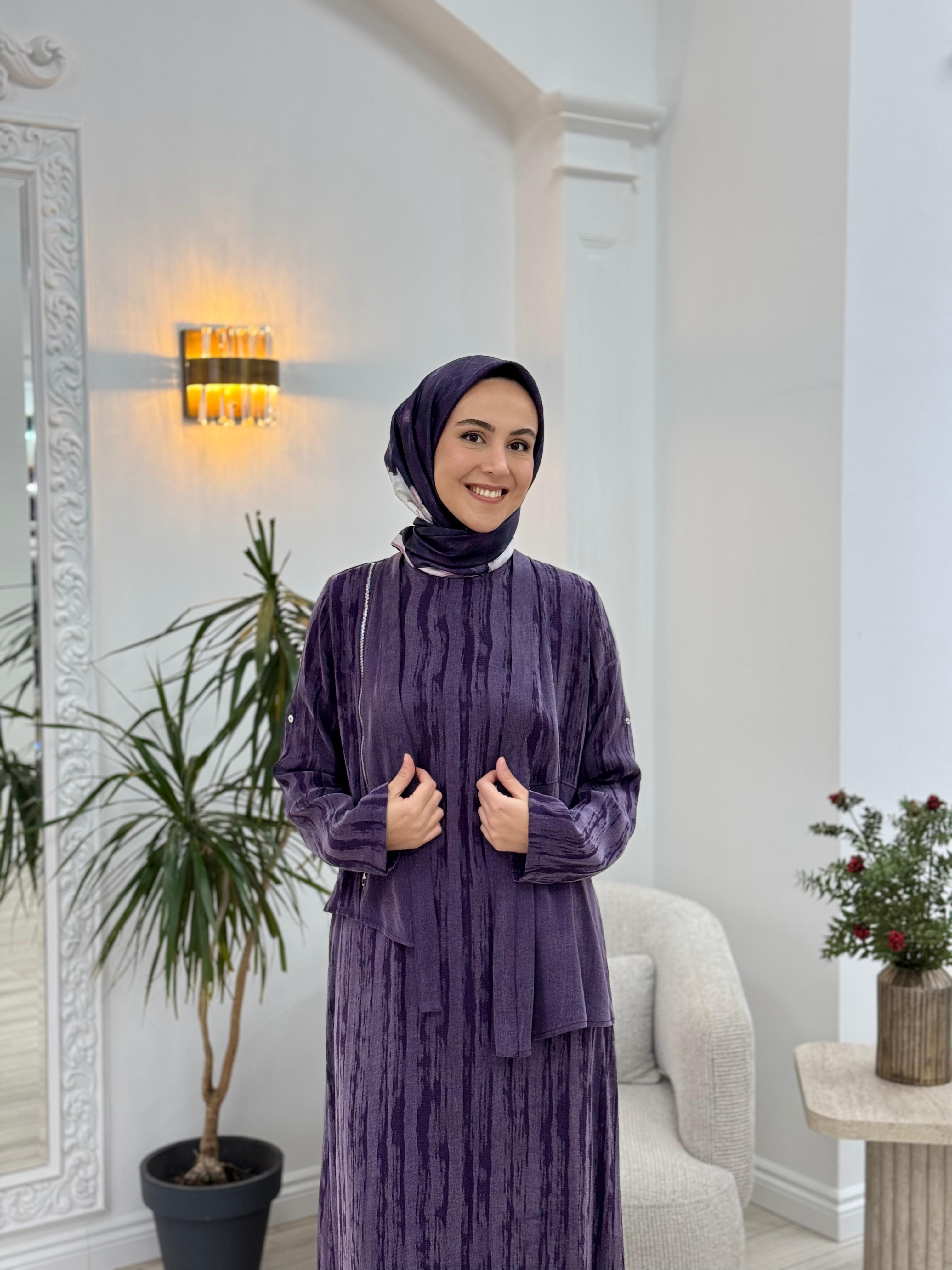 Almarwah İkili Cupra Elbise Mor 202644