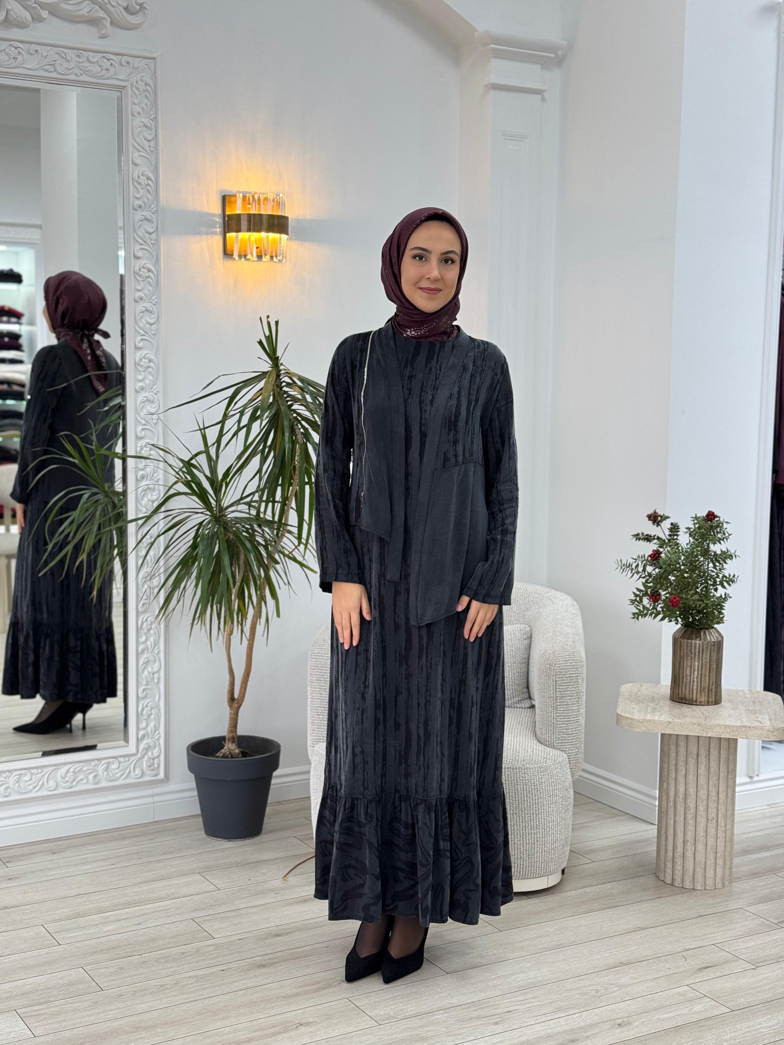 Almarwah İkili Cupra Elbise Siyah 202644