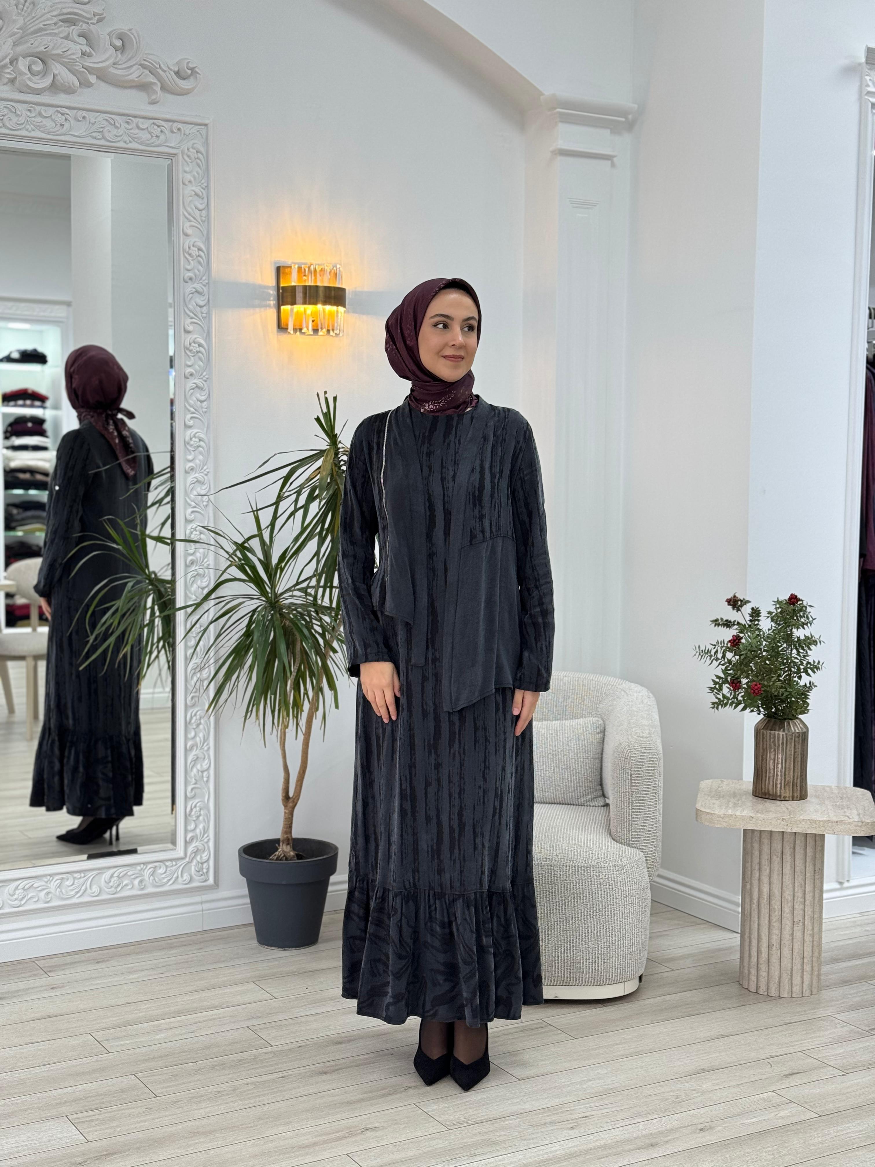 Almarwah İkili Cupra Elbise Siyah 202644