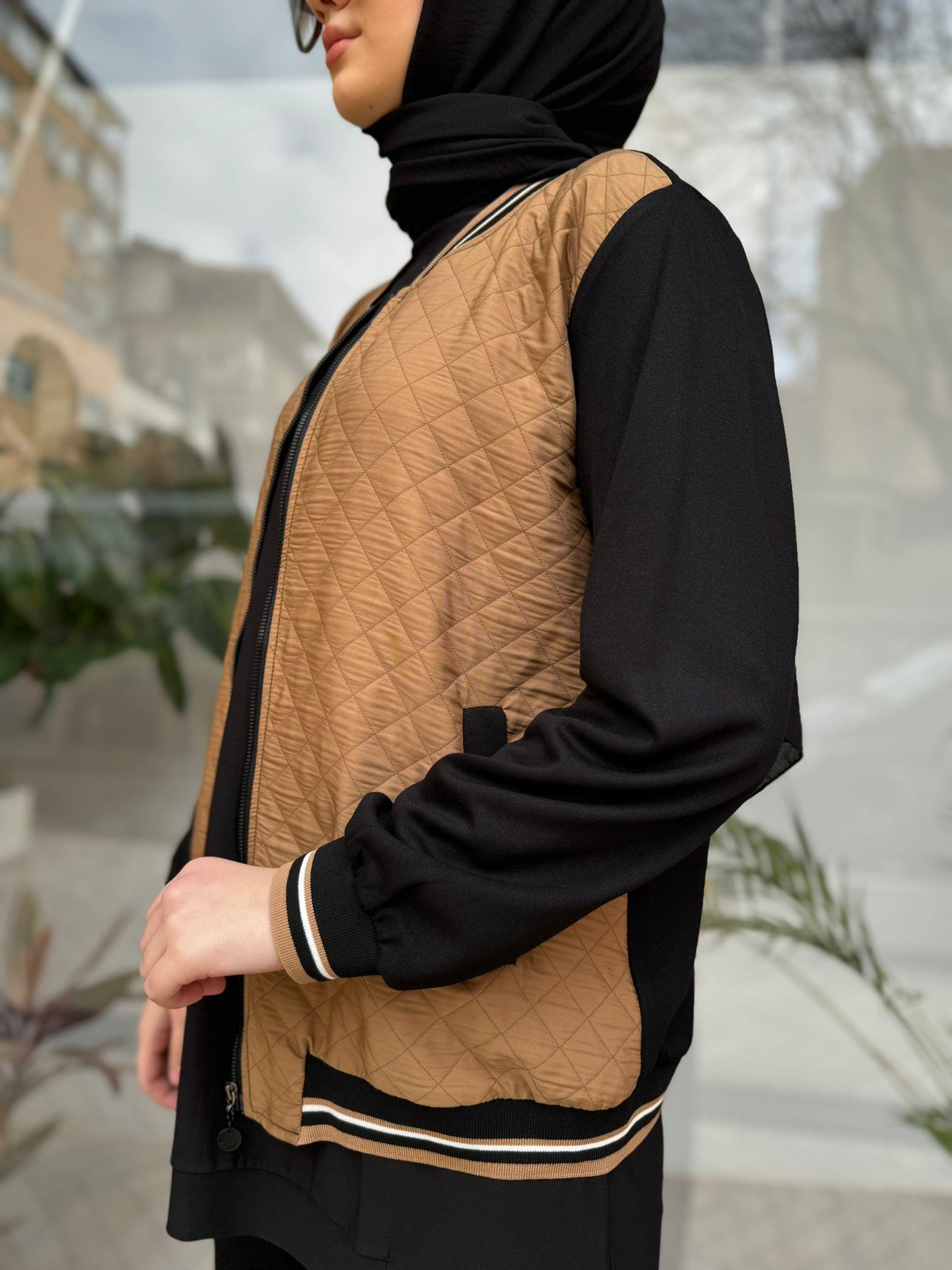 Almarwah Kapitone Ceketli Takım Camel 202502