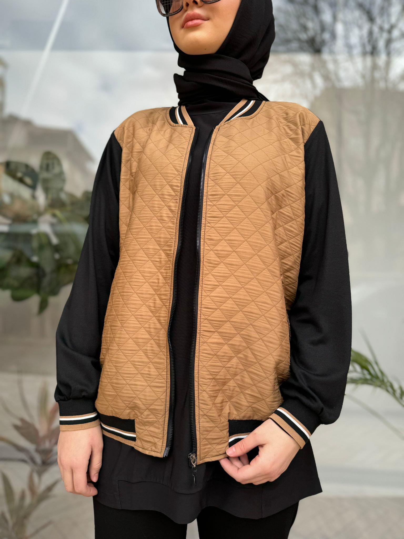 Almarwah Kapitone Ceketli Takım Camel 202502