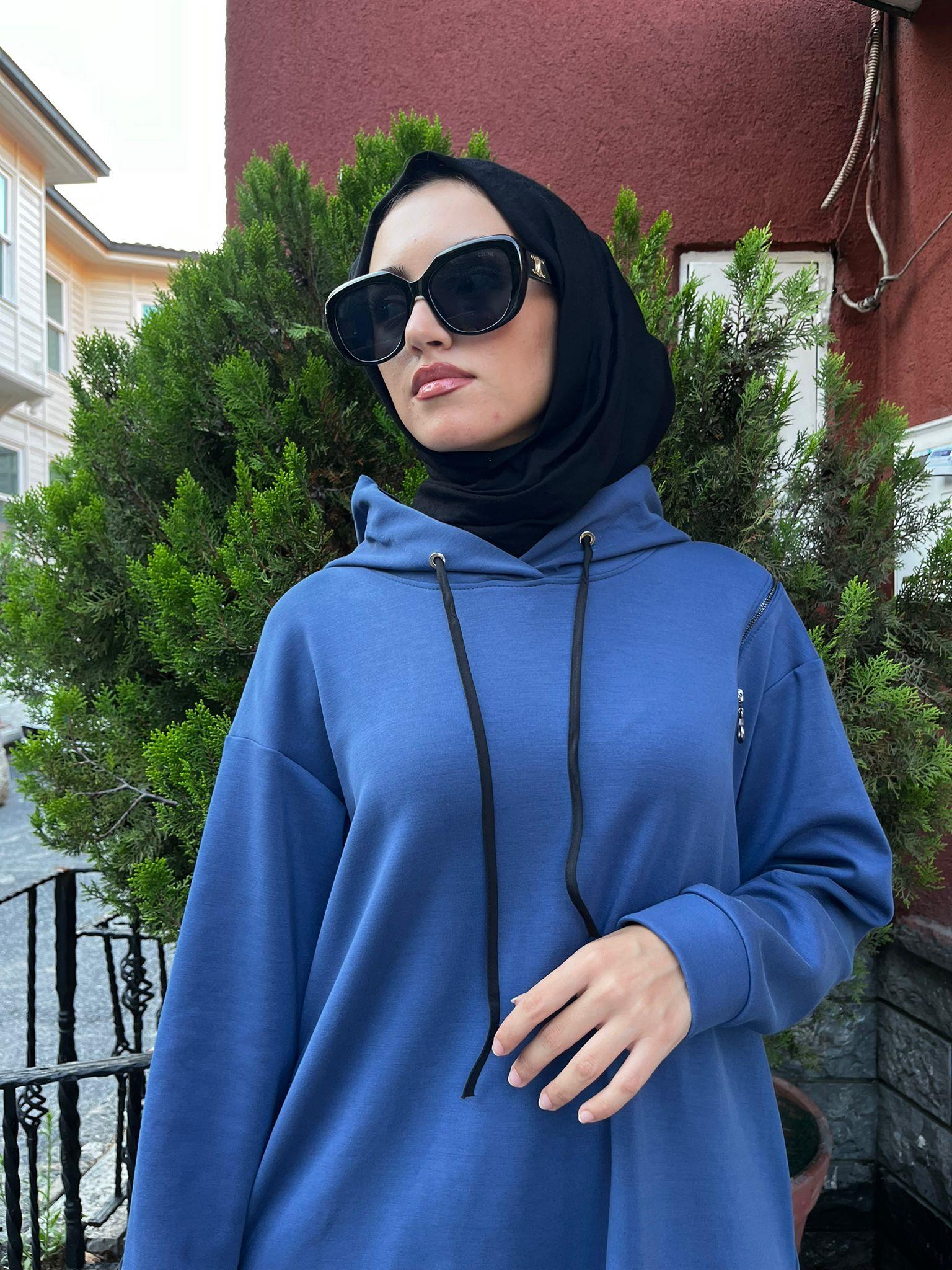 Almarwah Kapüşonlu Takım İndigo 202653