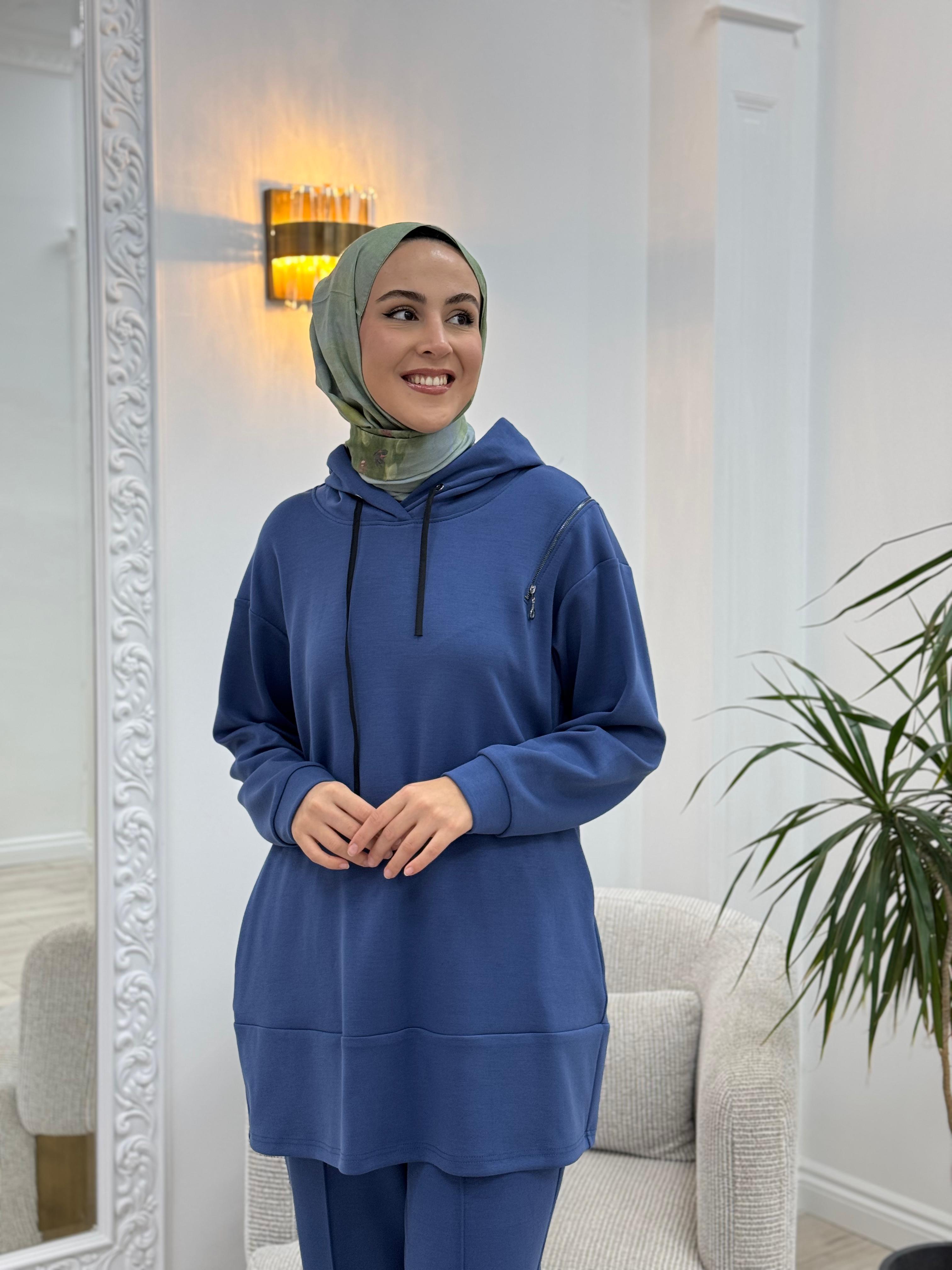 Almarwah Kapüşonlu Takım İndigo 202653