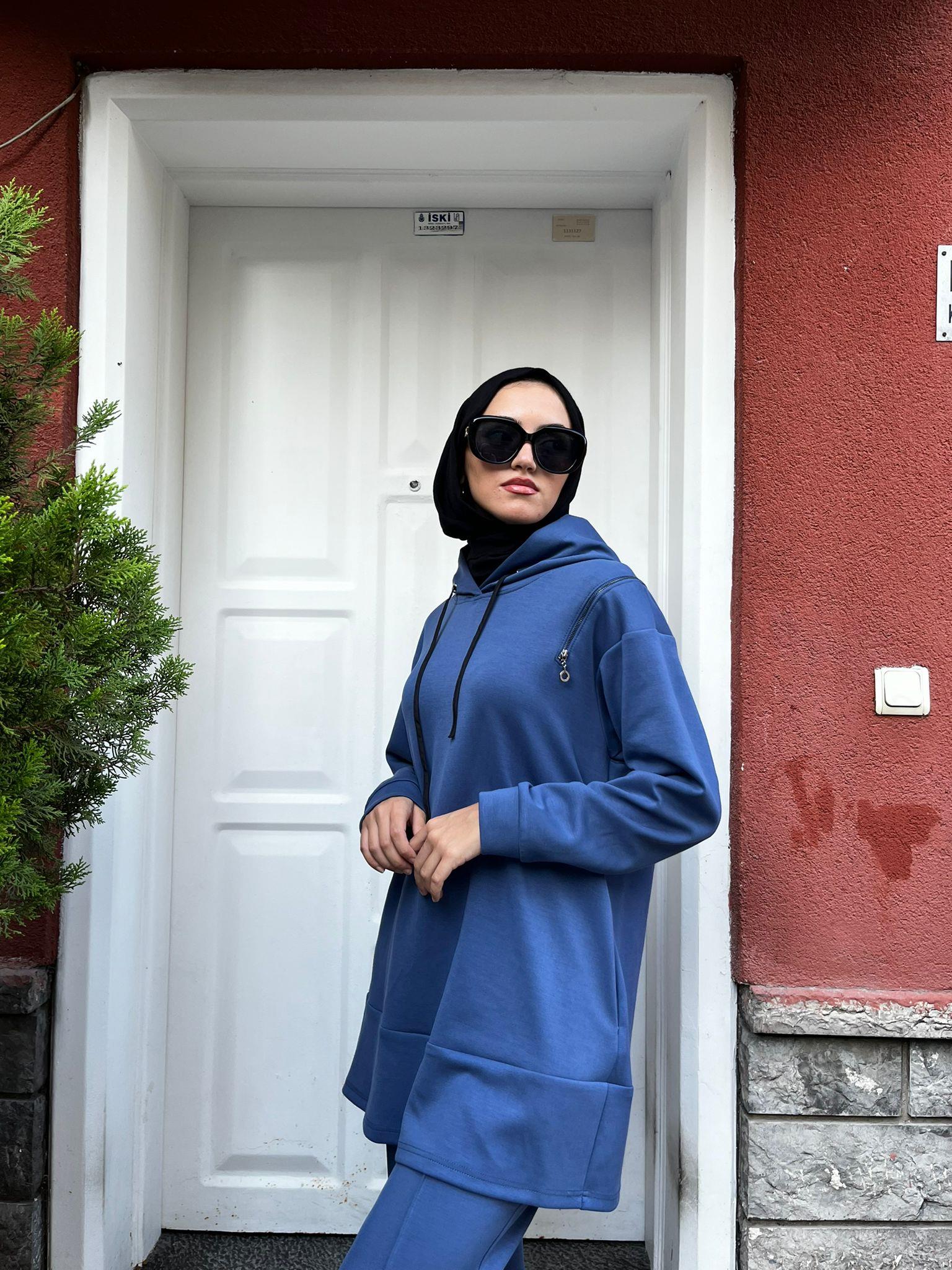 Almarwah Kapüşonlu Takım İndigo 202653