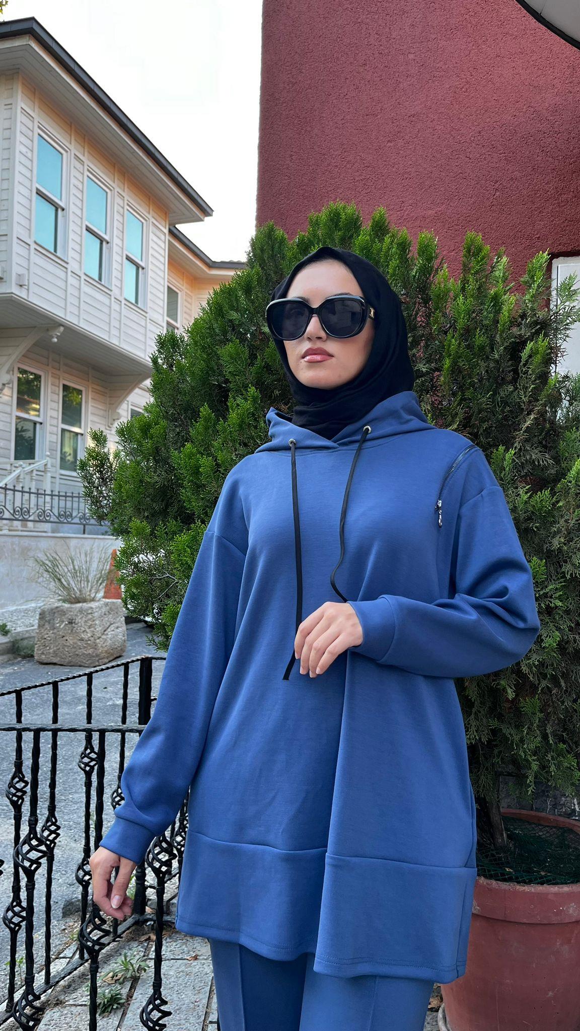 Almarwah Kapüşonlu Takım İndigo 202653