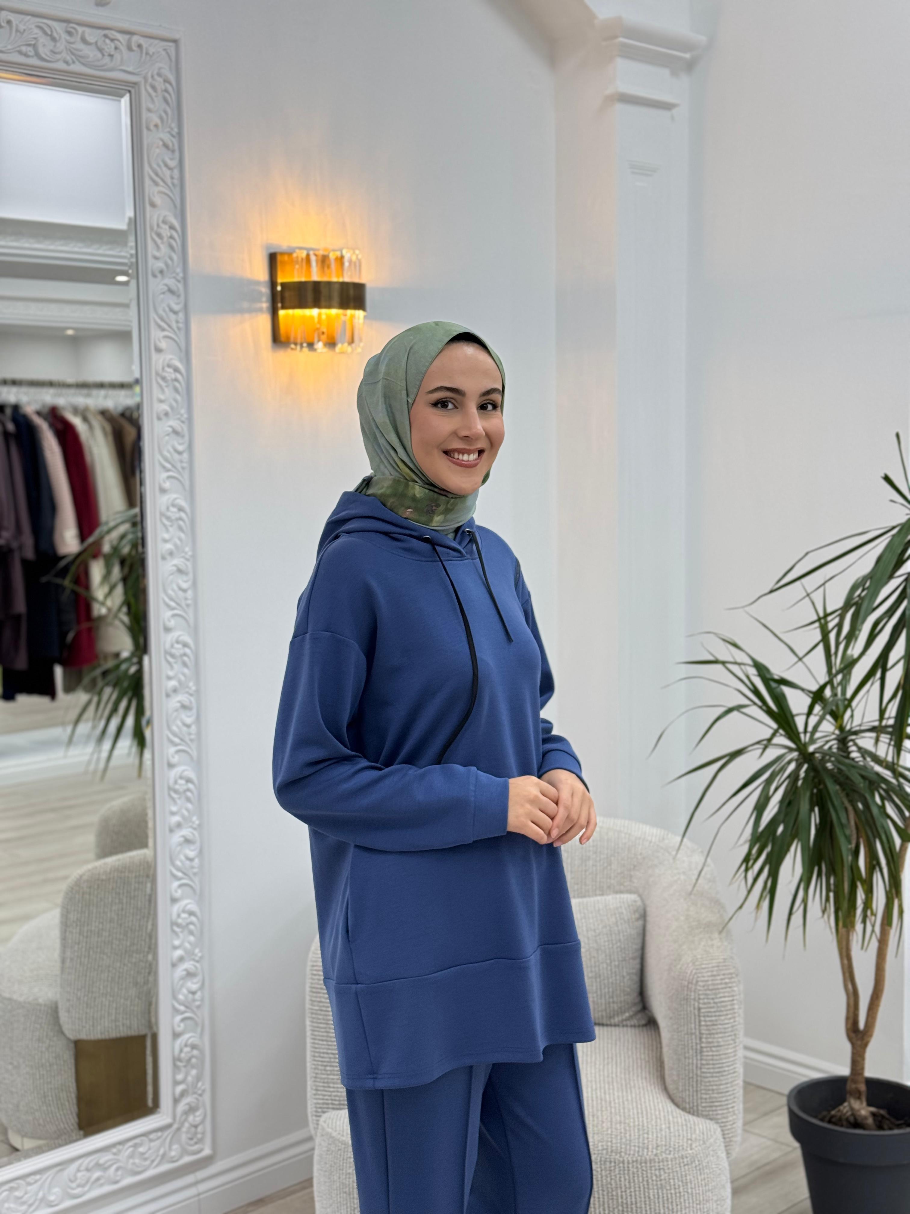 Almarwah Kapüşonlu Takım İndigo 202653