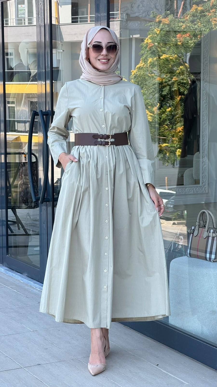 Almarwah Kemerli Gömlek Elbise 303898