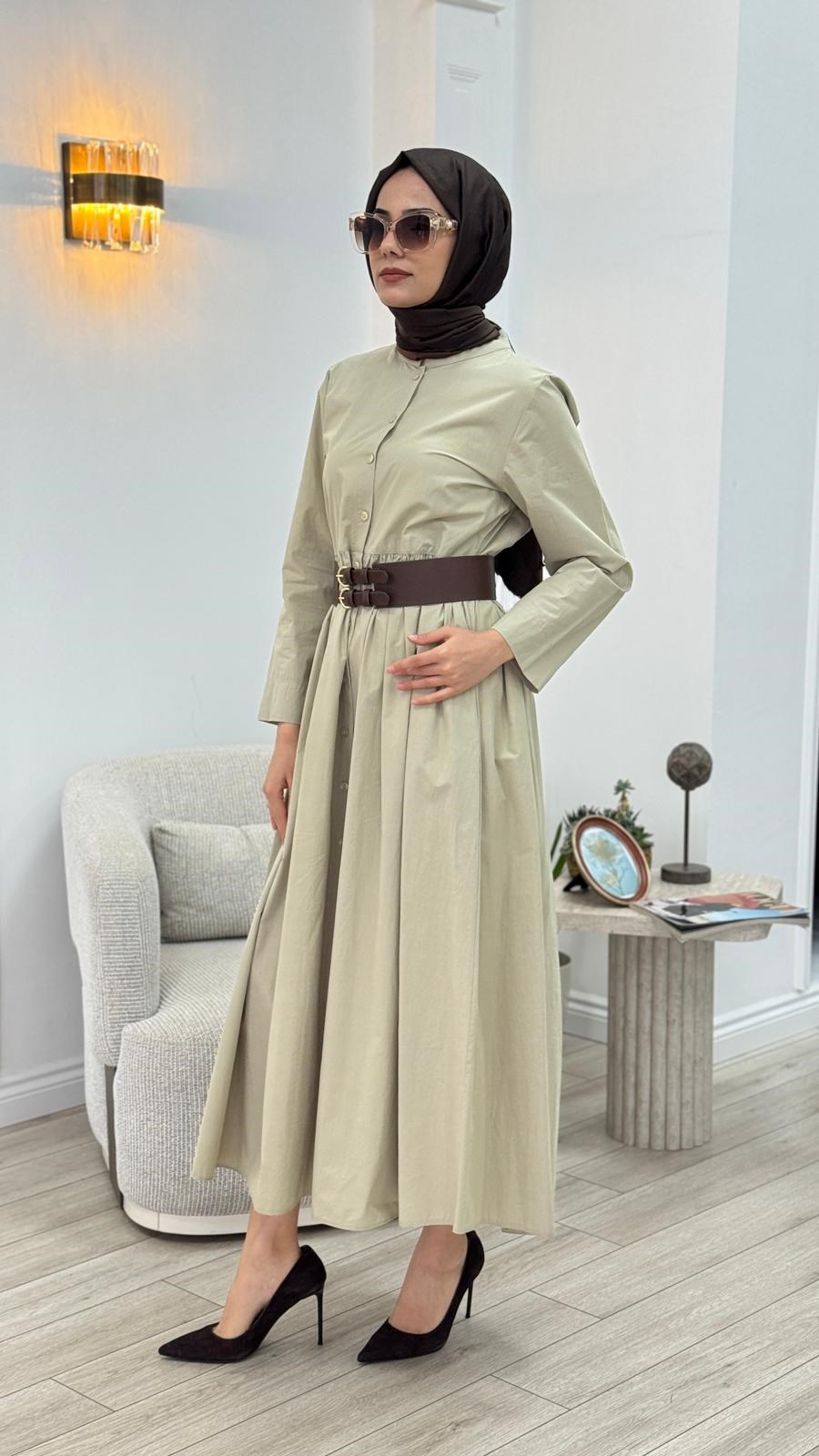 Almarwah Kemerli Gömlek Elbise 303898