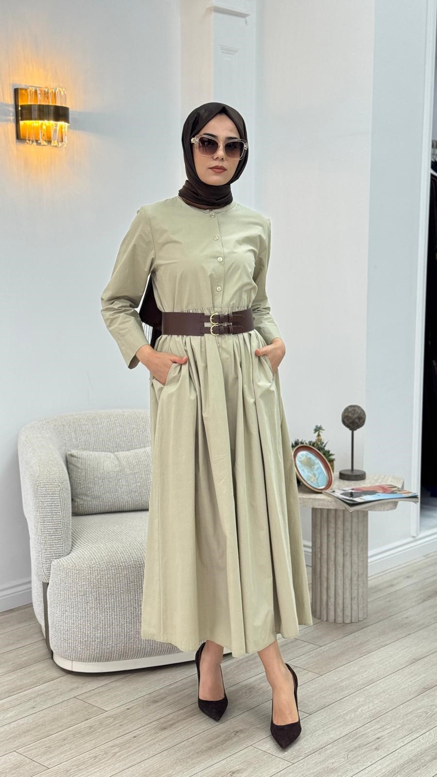 Almarwah Kemerli Gömlek Elbise 303898