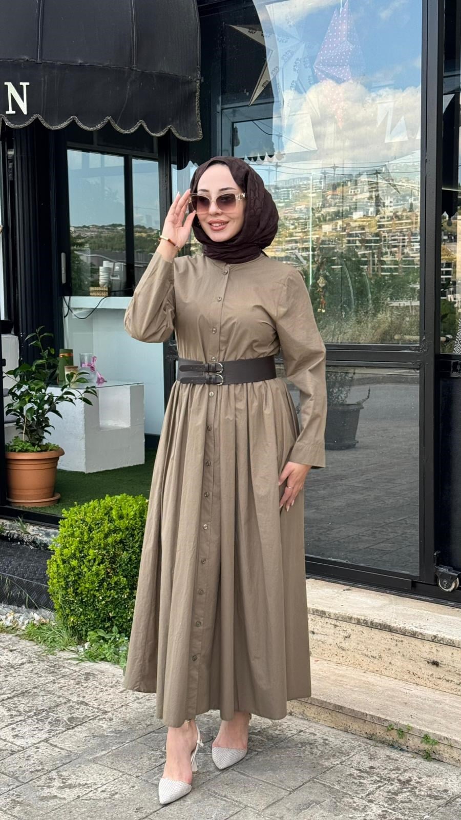 Almarwah Kemerli Gömlek Elbise 303898