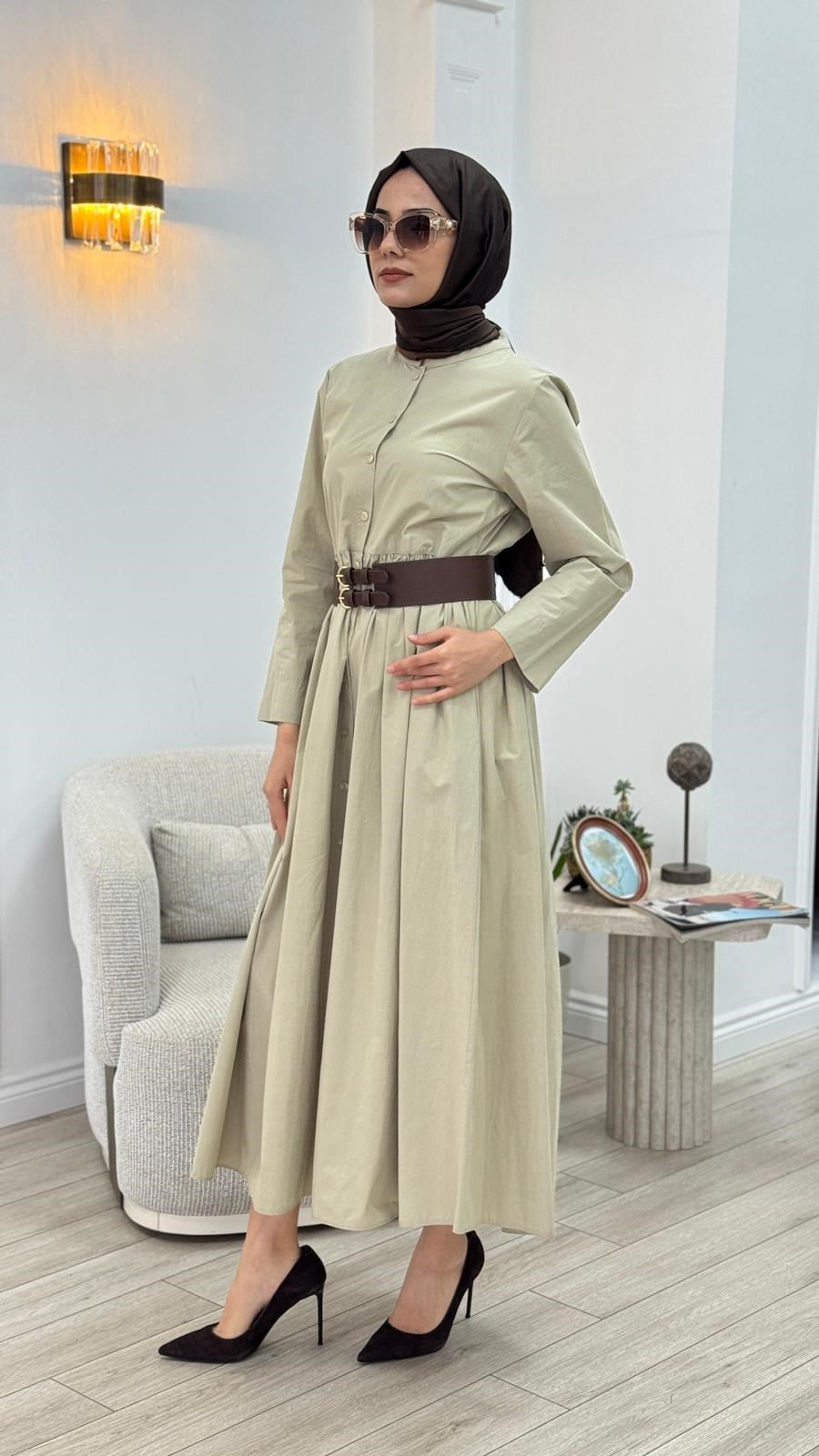 Almarwah Kemerli Gömlek Elbise 303898