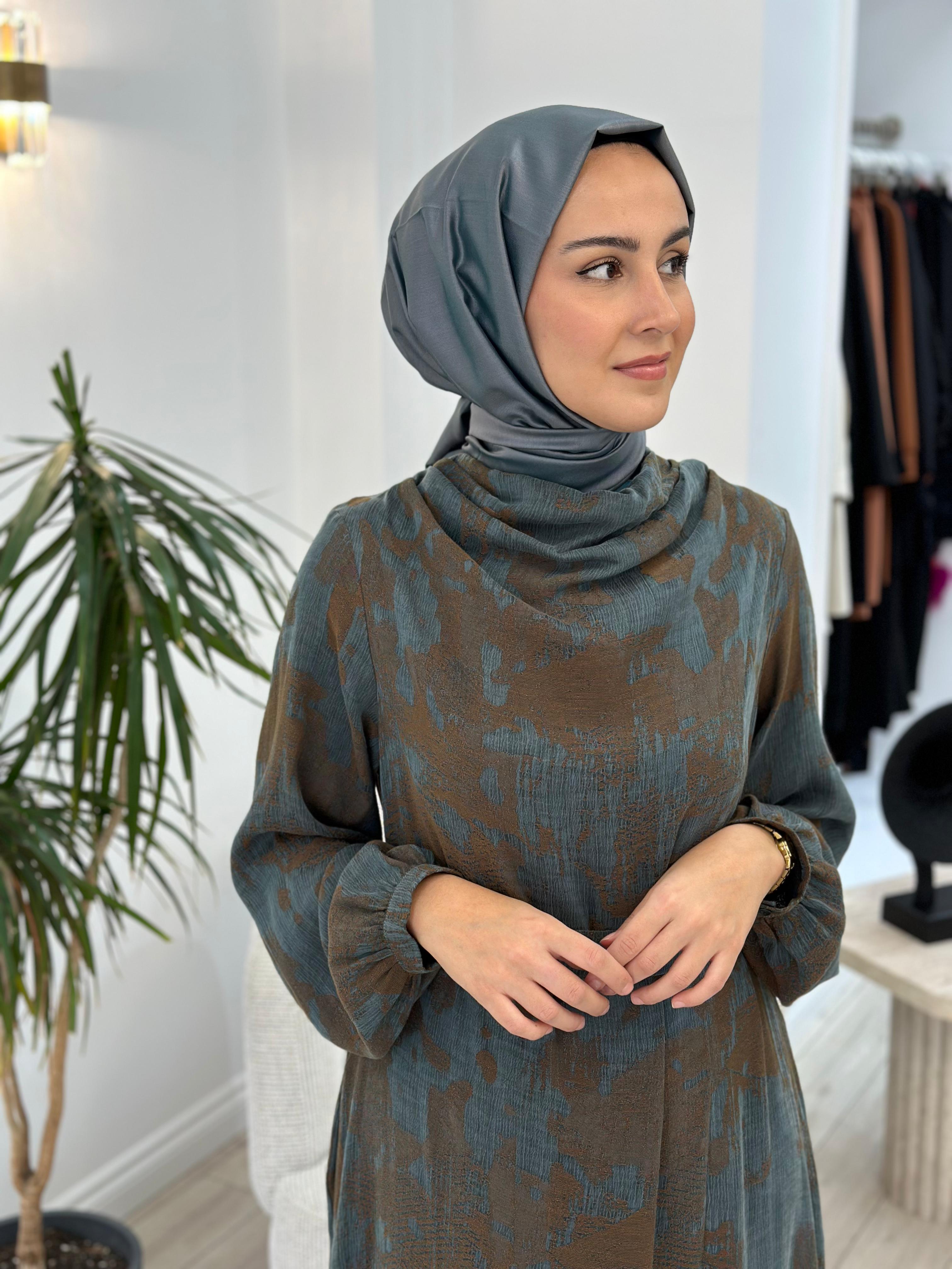 Almarwah Kendiden Desenli Elbise 303773