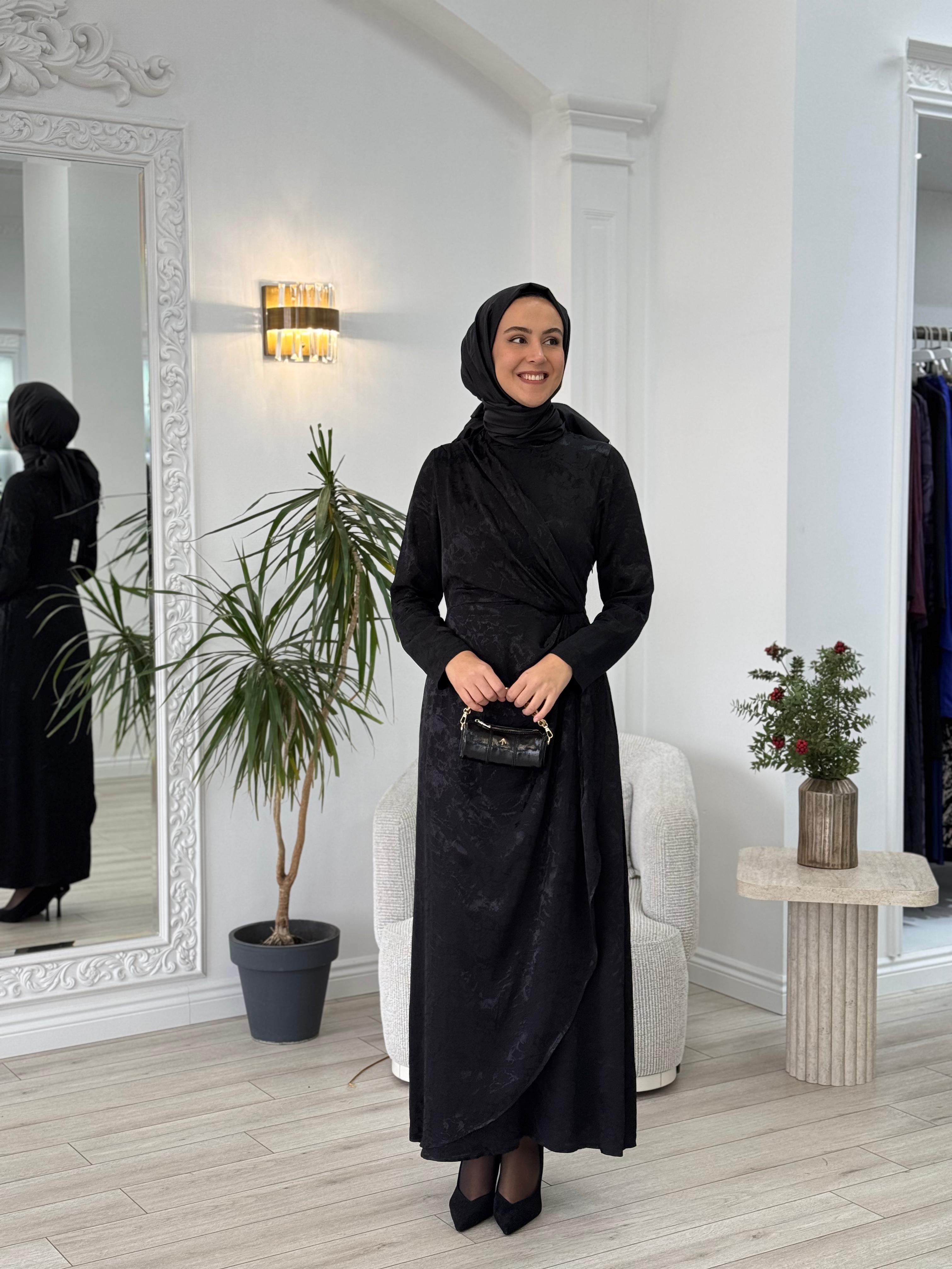 Almarwah Kendinden Desenli Elbise 90462