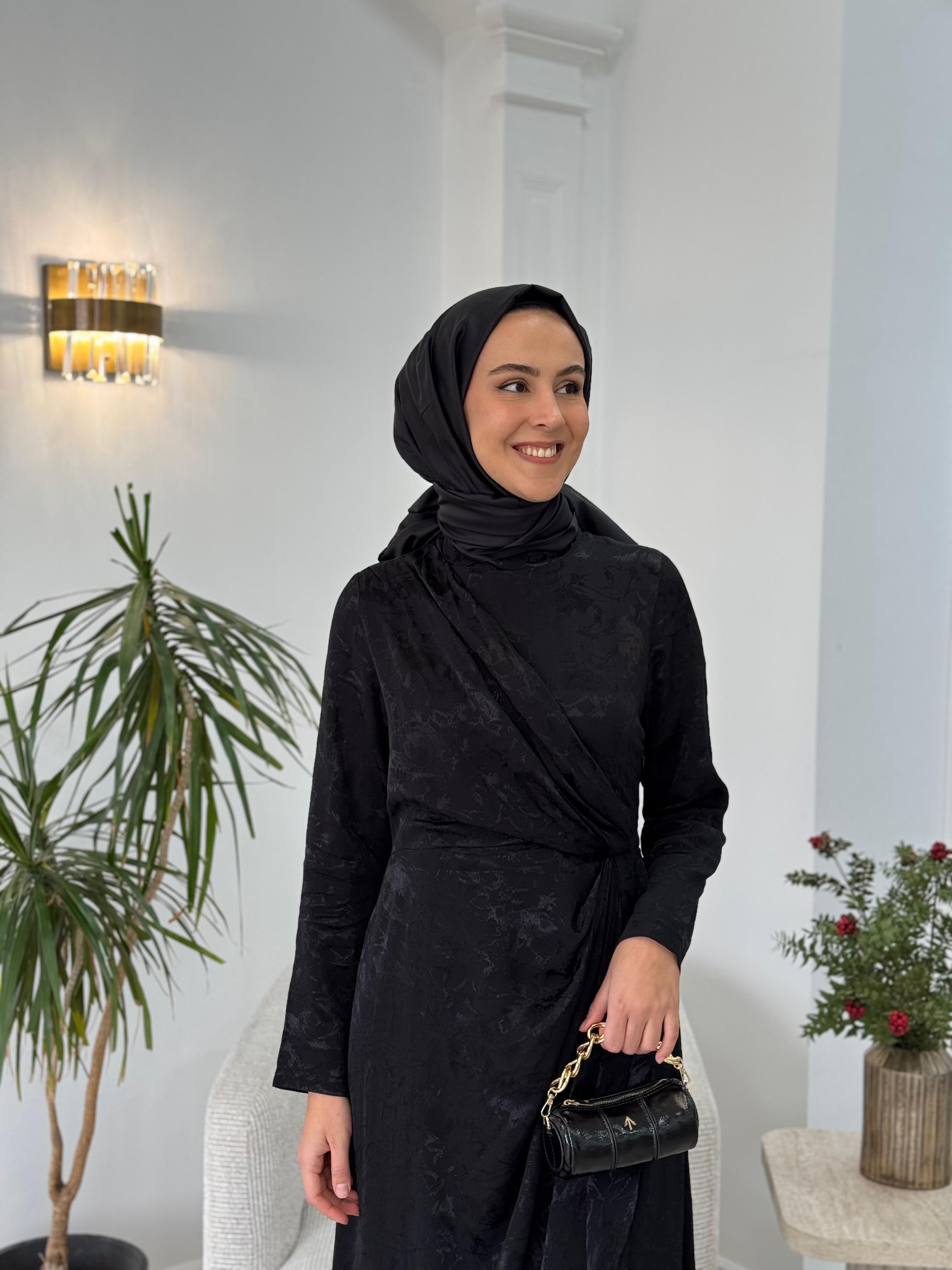 Almarwah Kendinden Desenli Elbise 90462