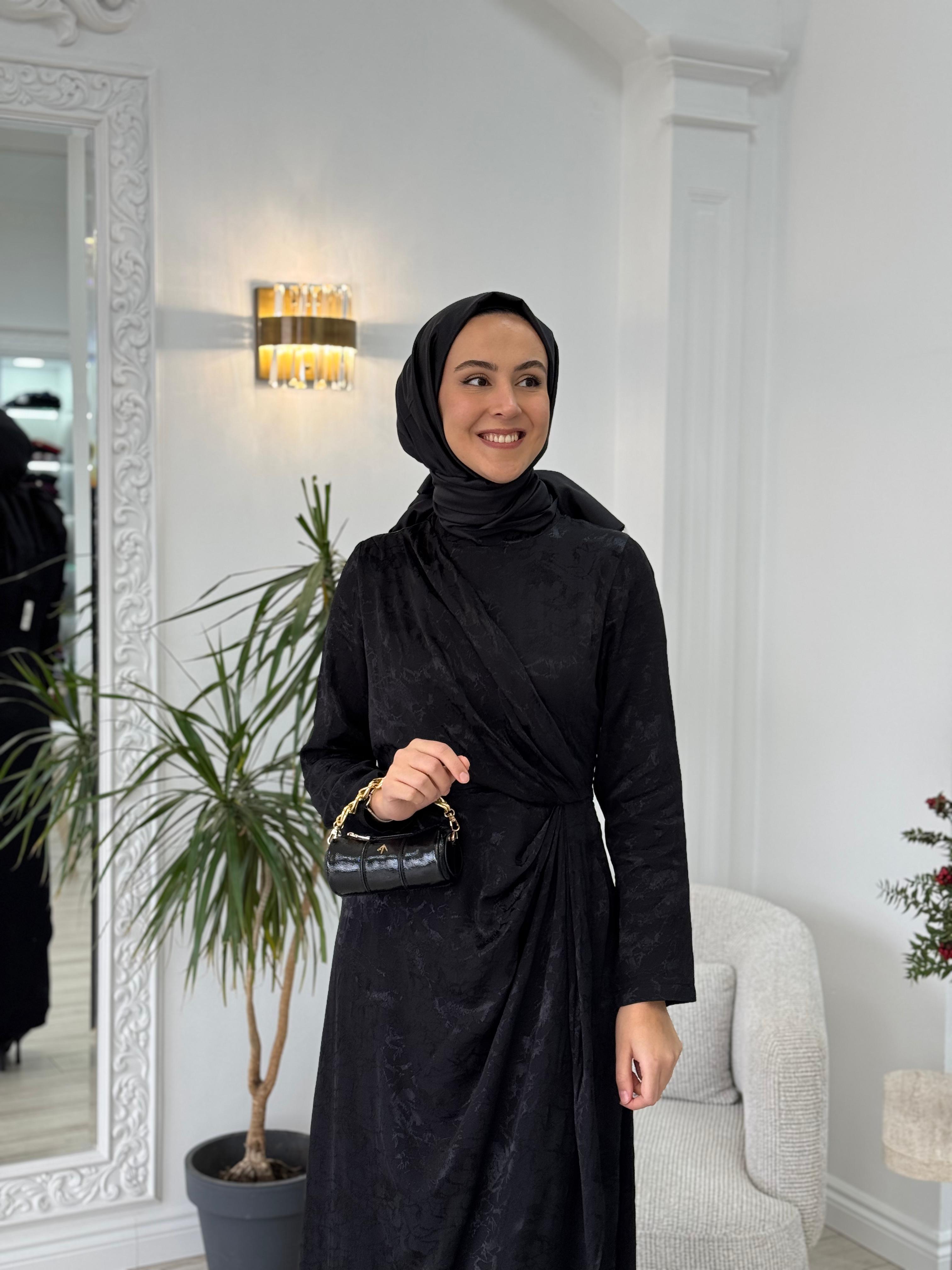Almarwah Kendinden Desenli Elbise 90462