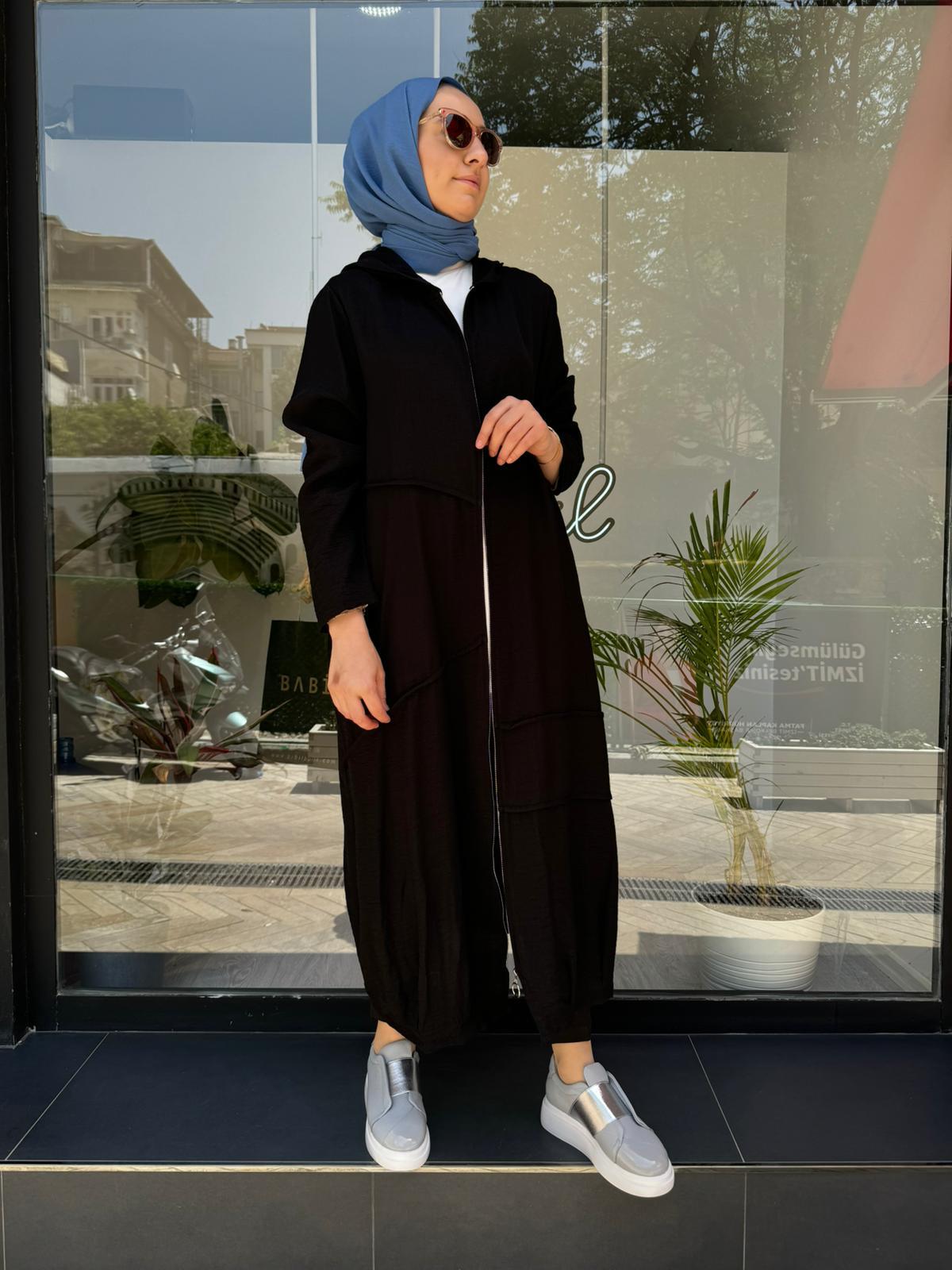 Almarwah Keten Büyük Beden Kap Siyah 50834