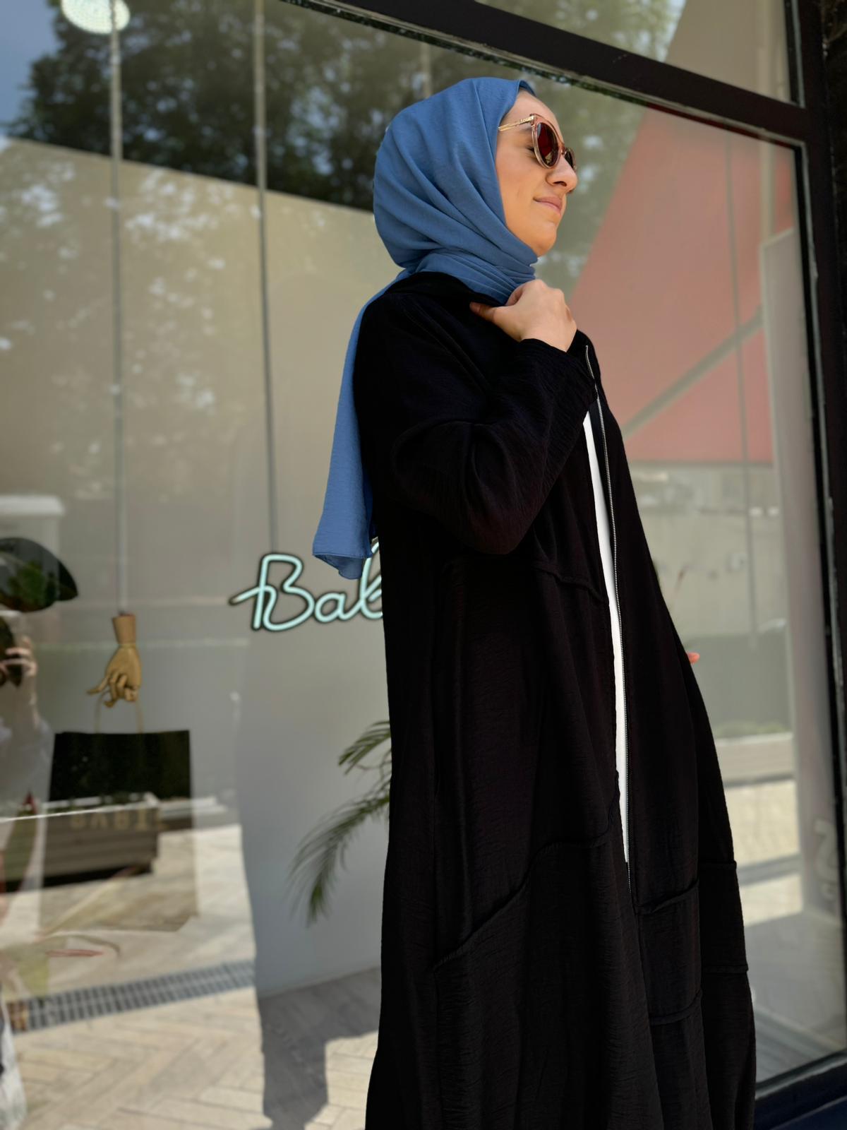 Almarwah Keten Büyük Beden Kap Siyah 50834