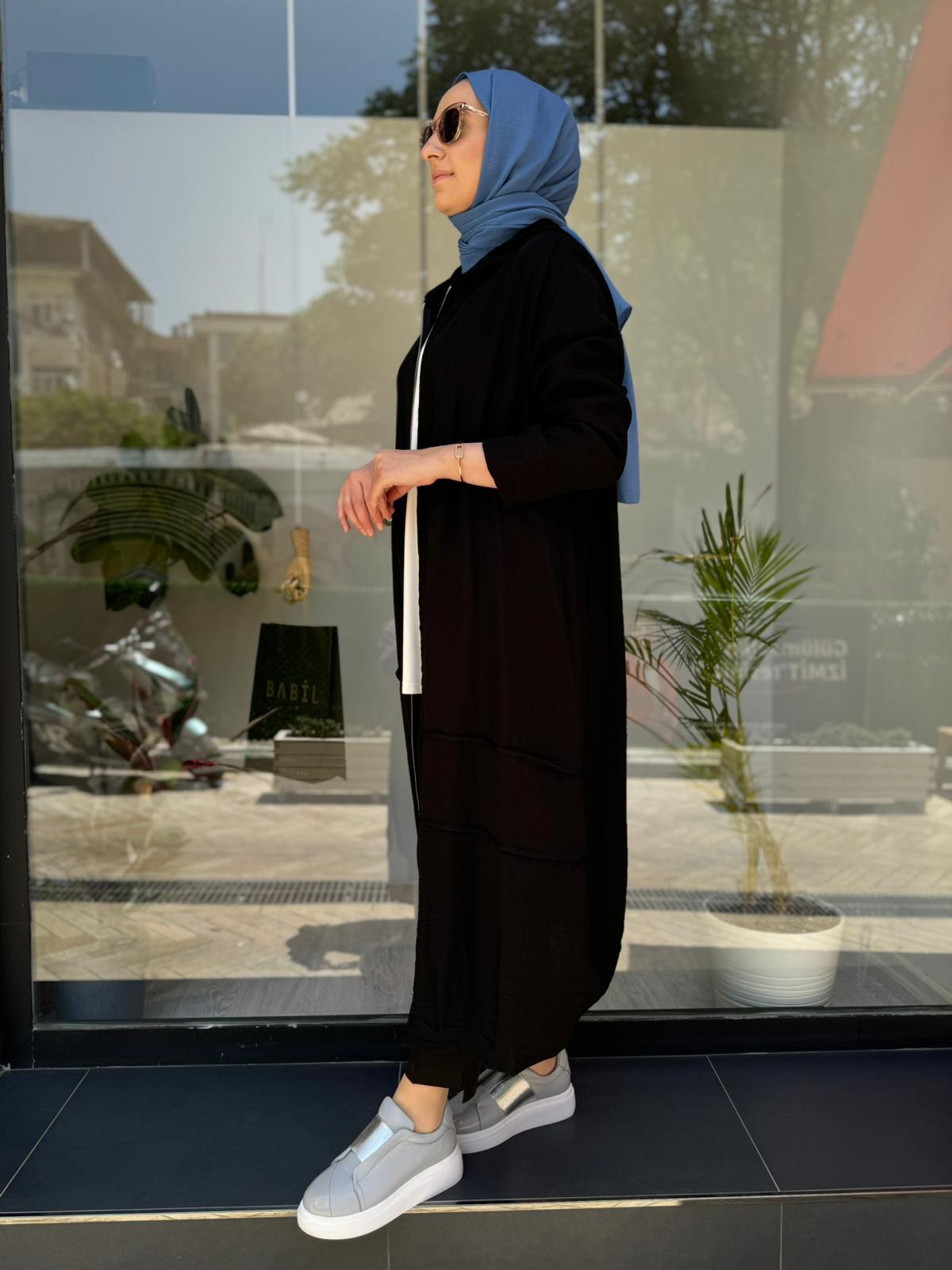 Almarwah Keten Büyük Beden Kap Siyah 50834