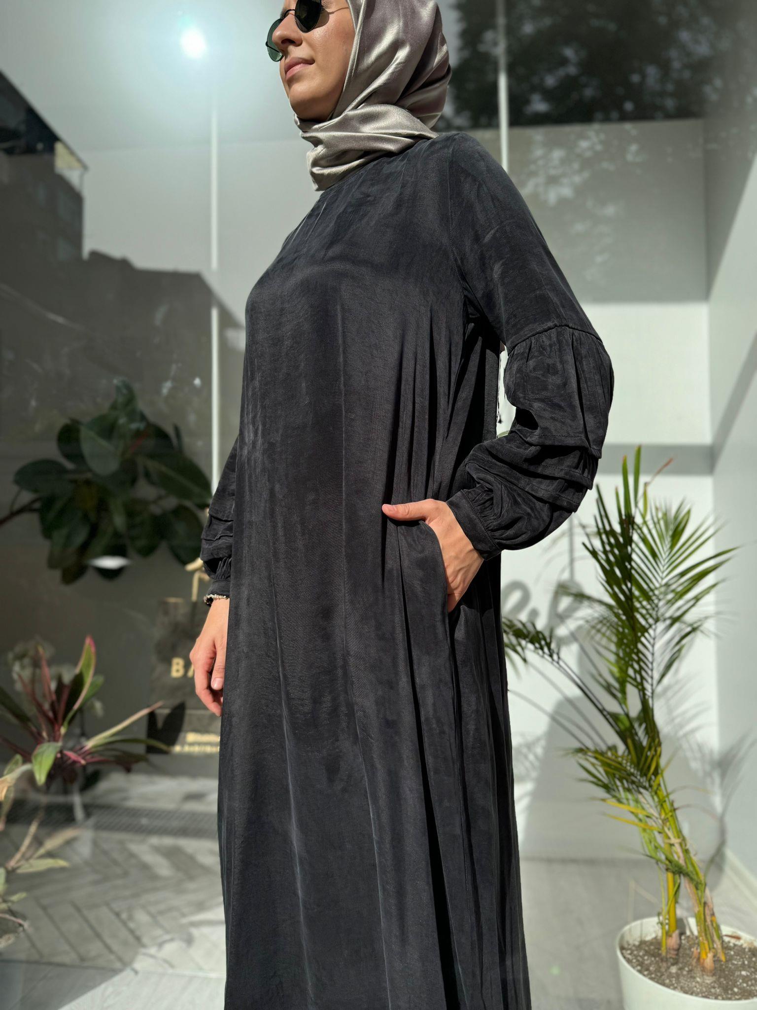 Almarwah Kol Detay Basic Elbise Siyah 303755