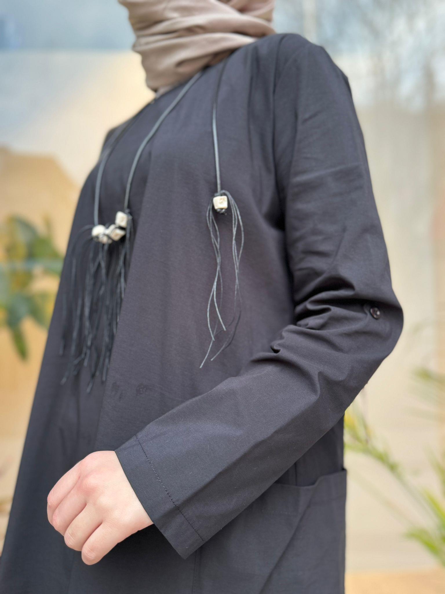 Almarwah Kolyeli Koton Tunik Siyah 102100