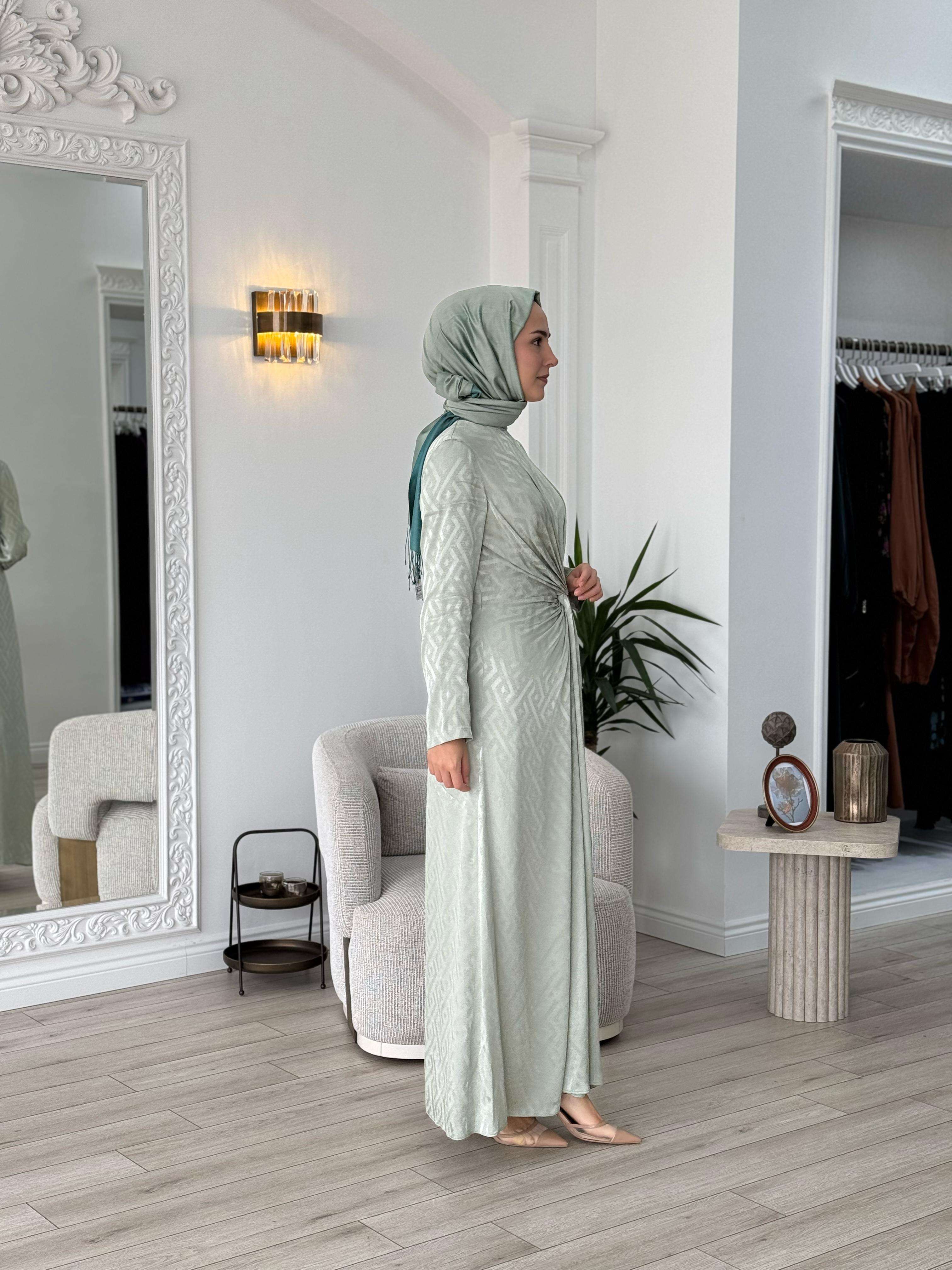 Almarwah Kruvaze Elbise Mint 90496