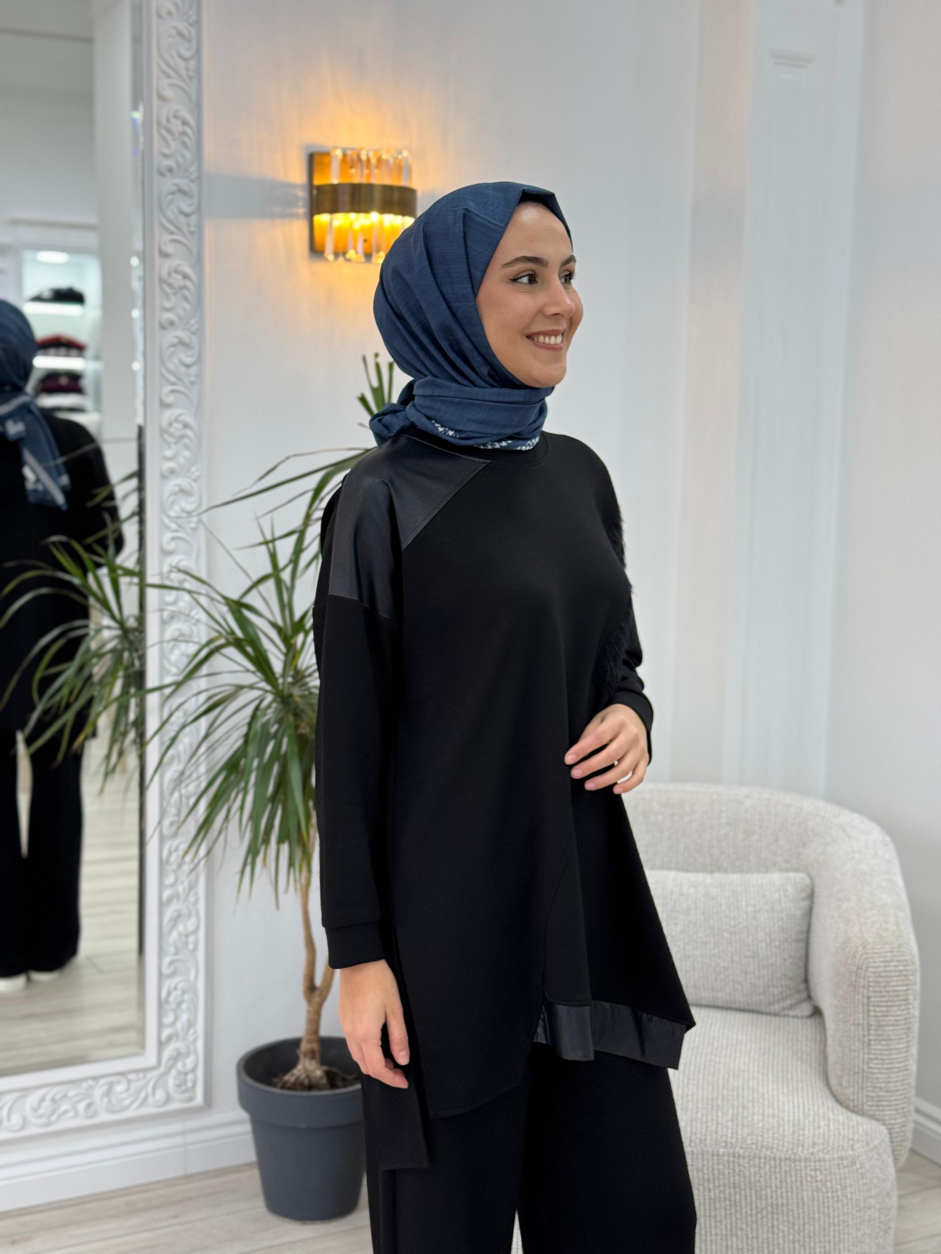 Almarwah Kumaş Detaylı Pantolonlu Takım 202662