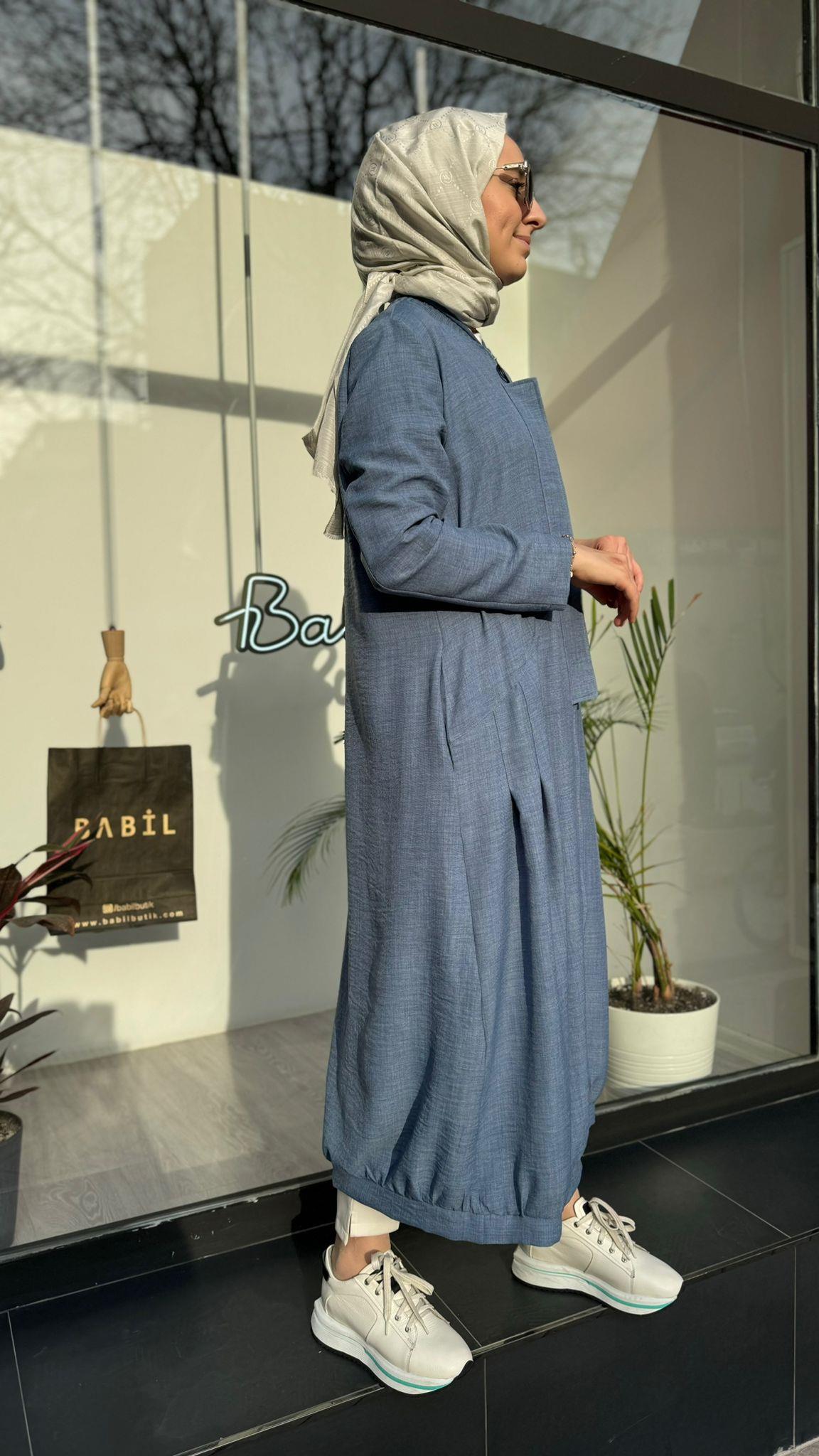 Almarwah Manşet Detaylı Kap İndigo 404838