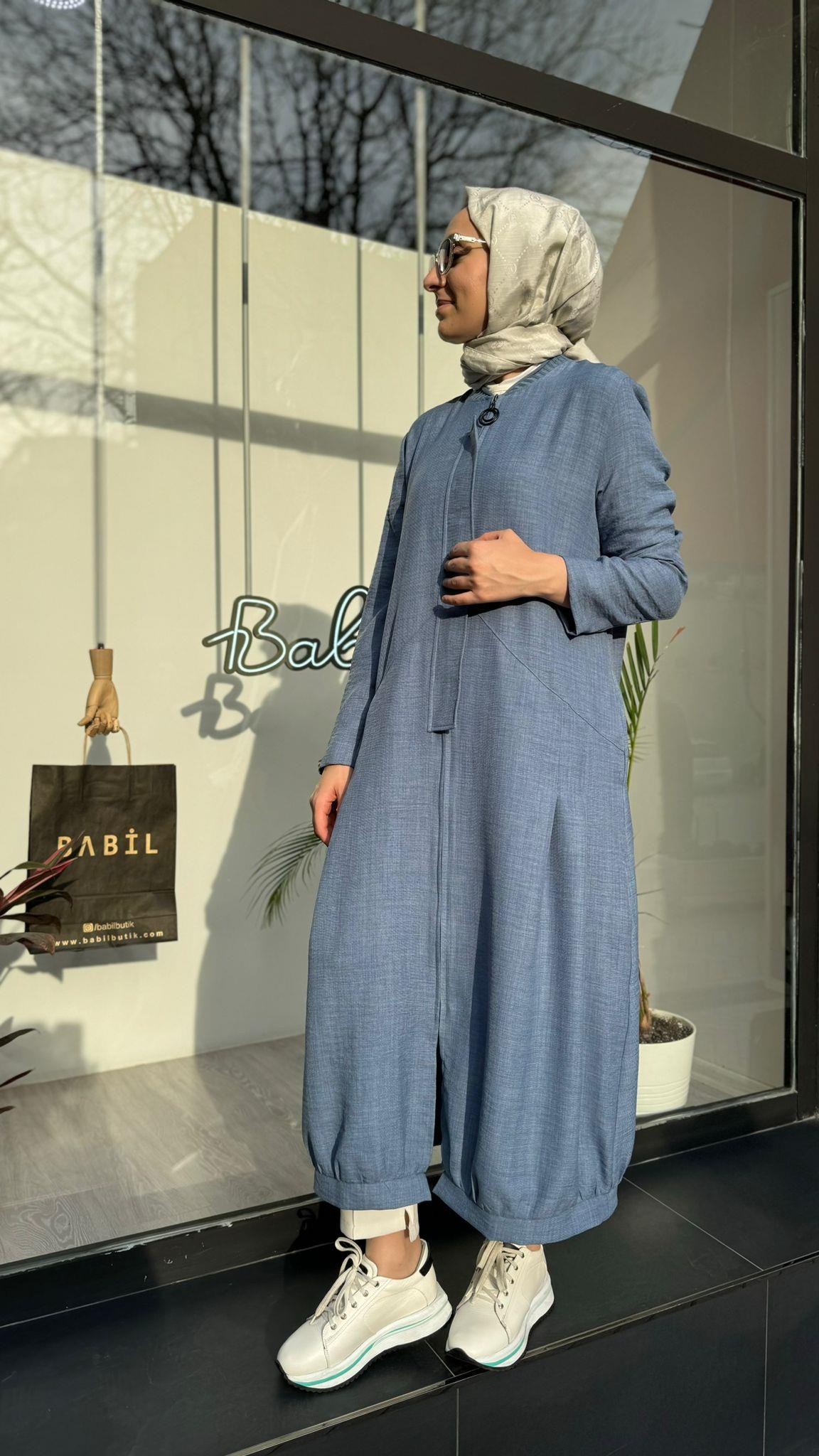 Almarwah Manşet Detaylı Kap İndigo 404838