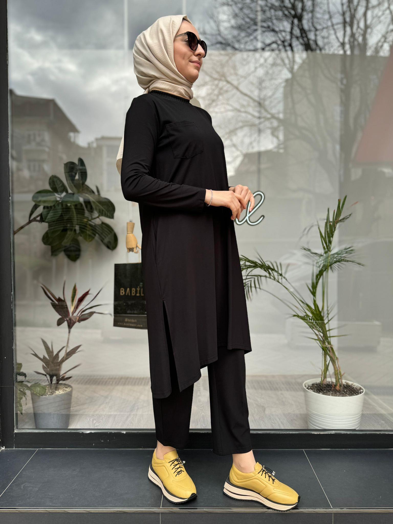 Almarwah Modal Pantolon Takım Siyah 202555