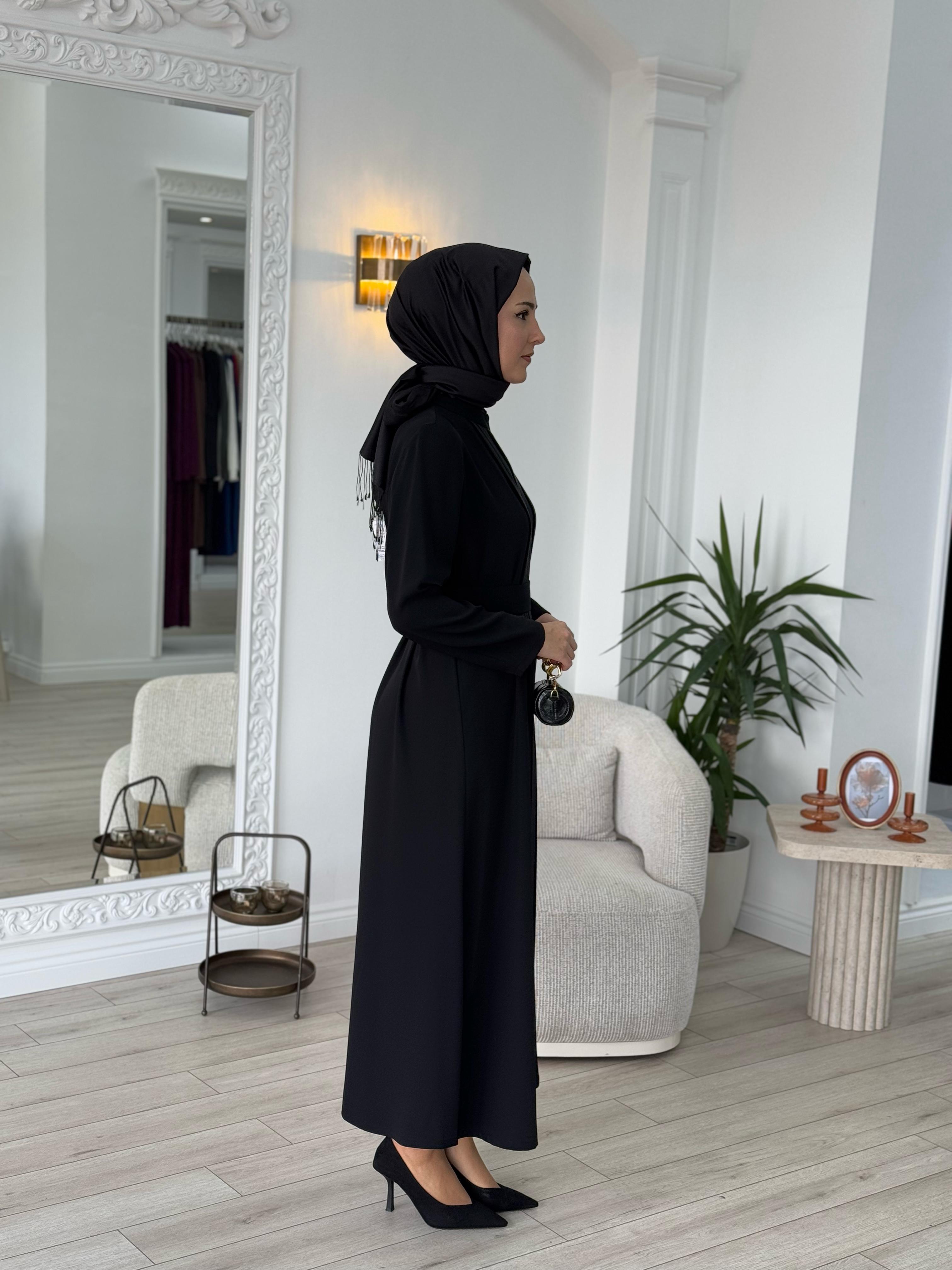 Almarwah Önü Detaylı Krep Elbise 90472