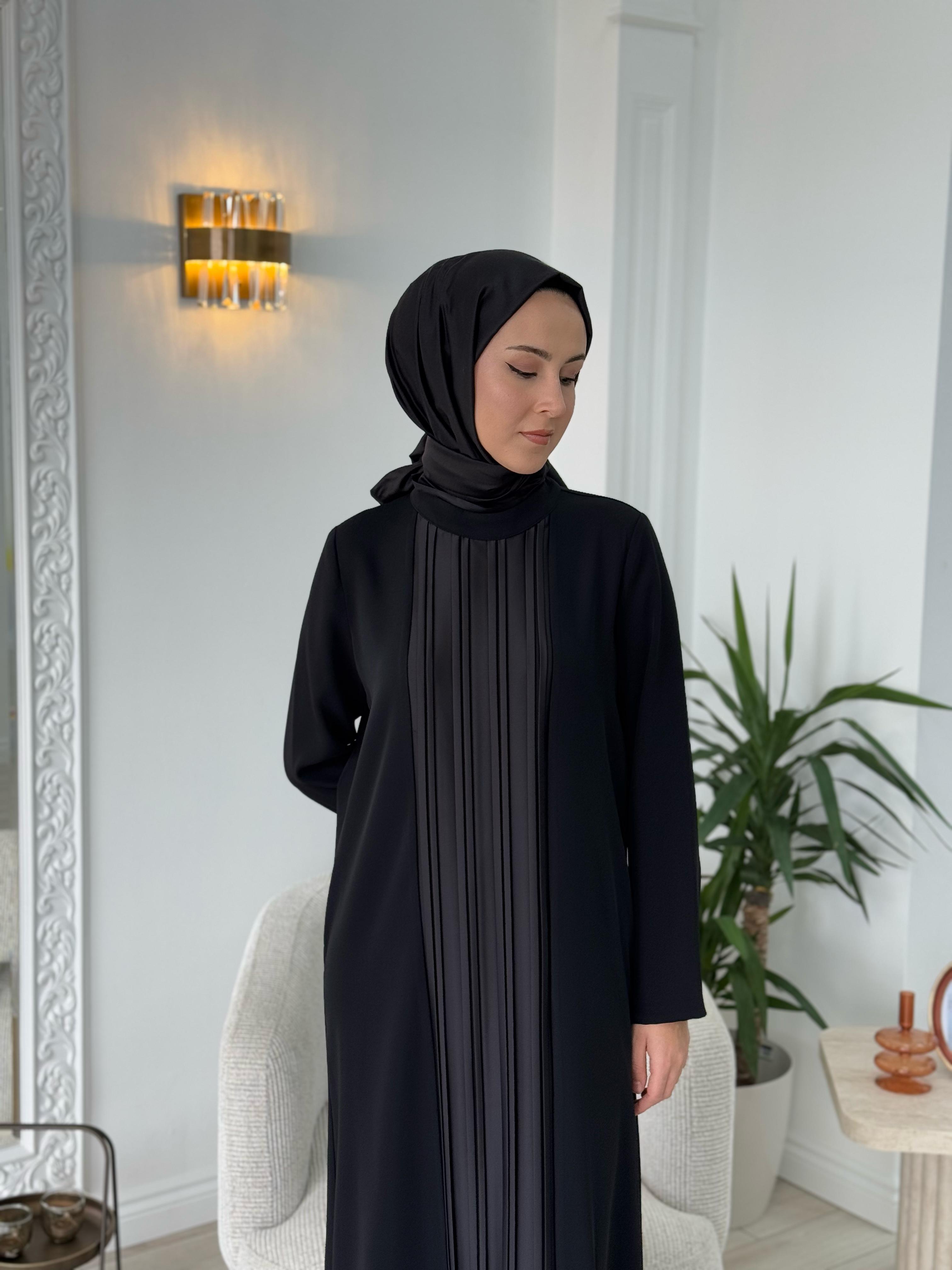 Almarwah Önü Detaylı Krep Elbise 90472