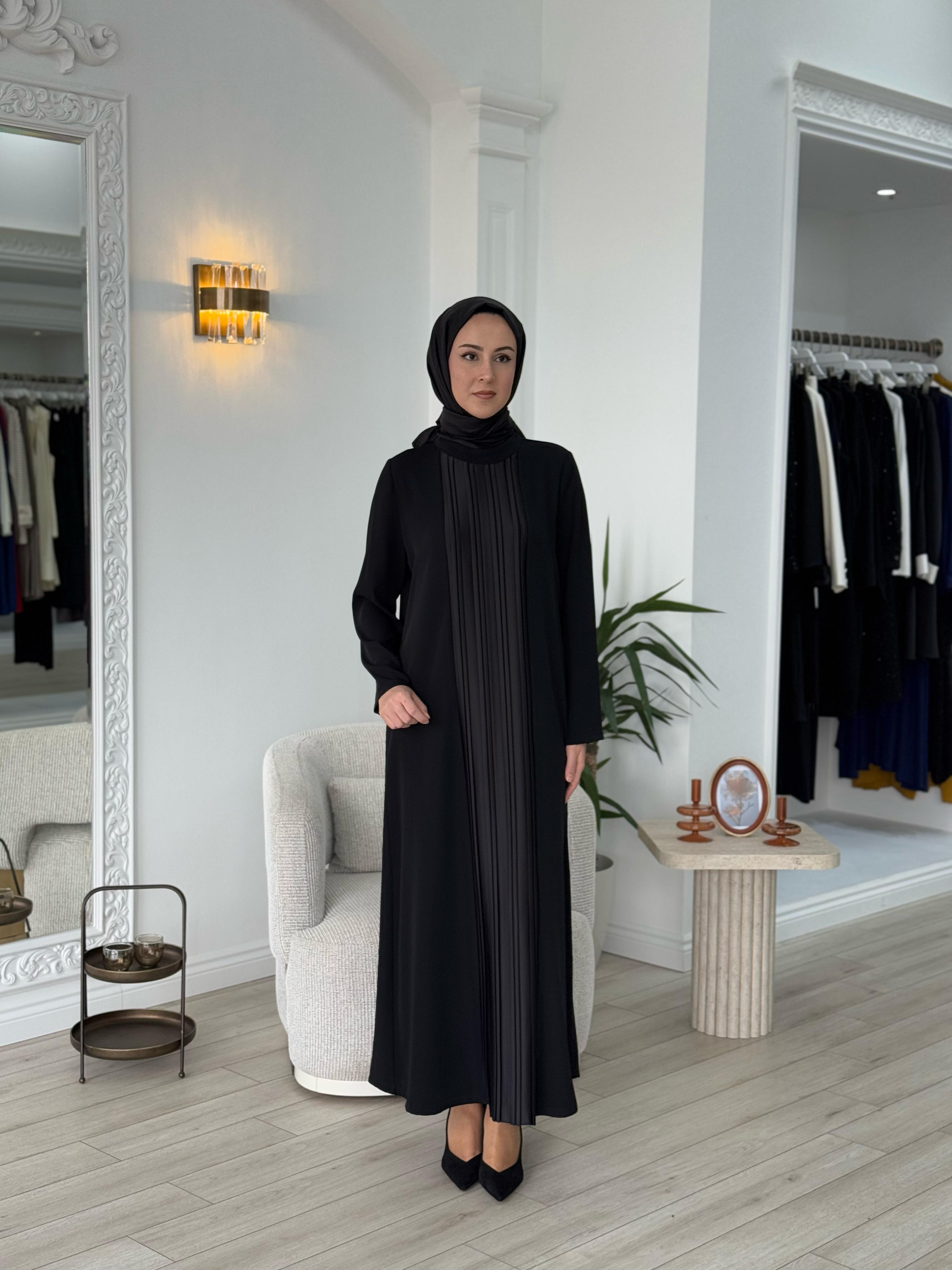 Almarwah Önü Detaylı Krep Elbise 90472