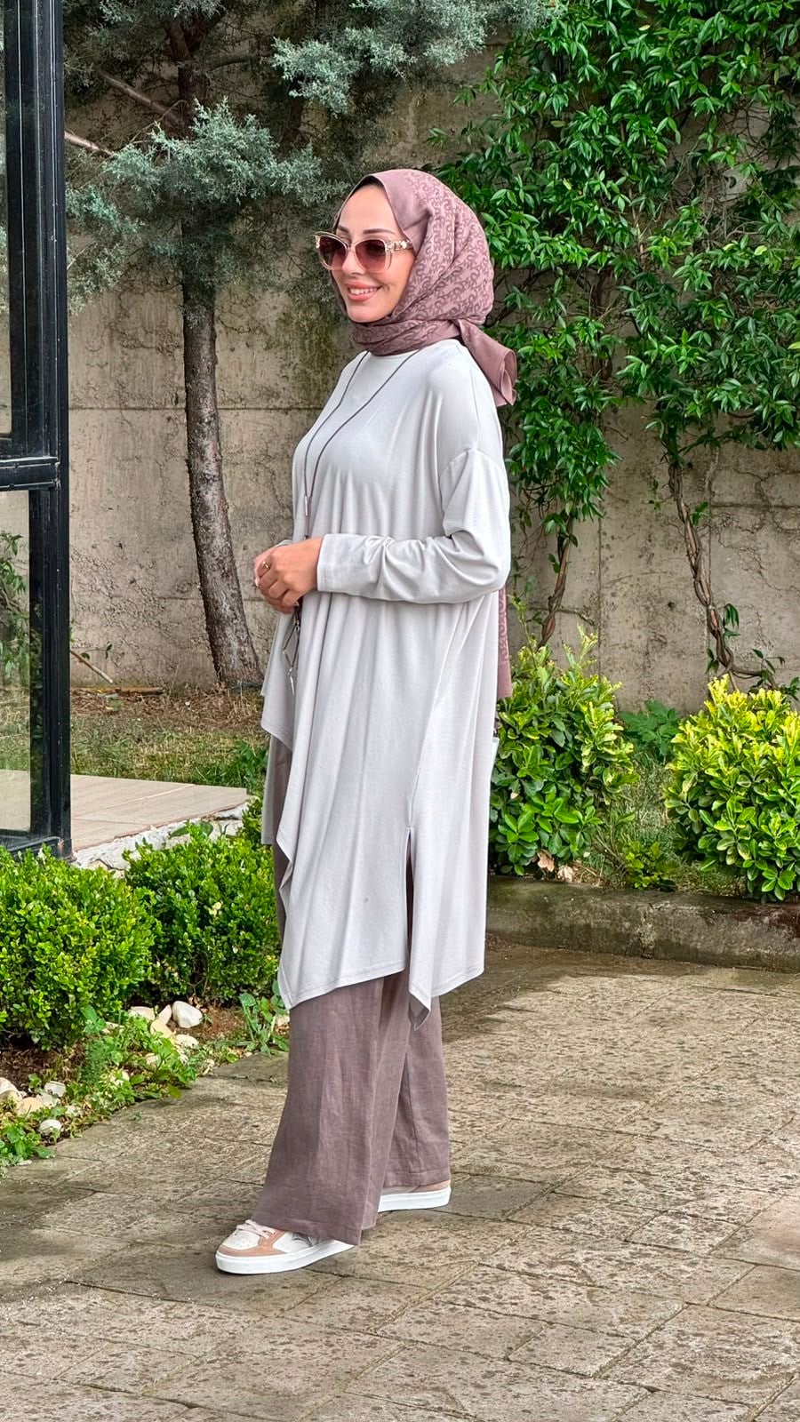 Almarwah Önü Kısa Arkası Uzun Pantolonlu Tunik Takım 202982