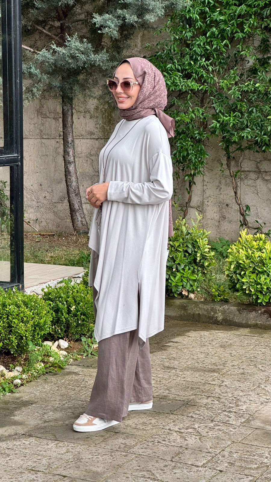 Almarwah Önü Kısa Arkası Uzun Pantolonlu Tunik Takım 202982