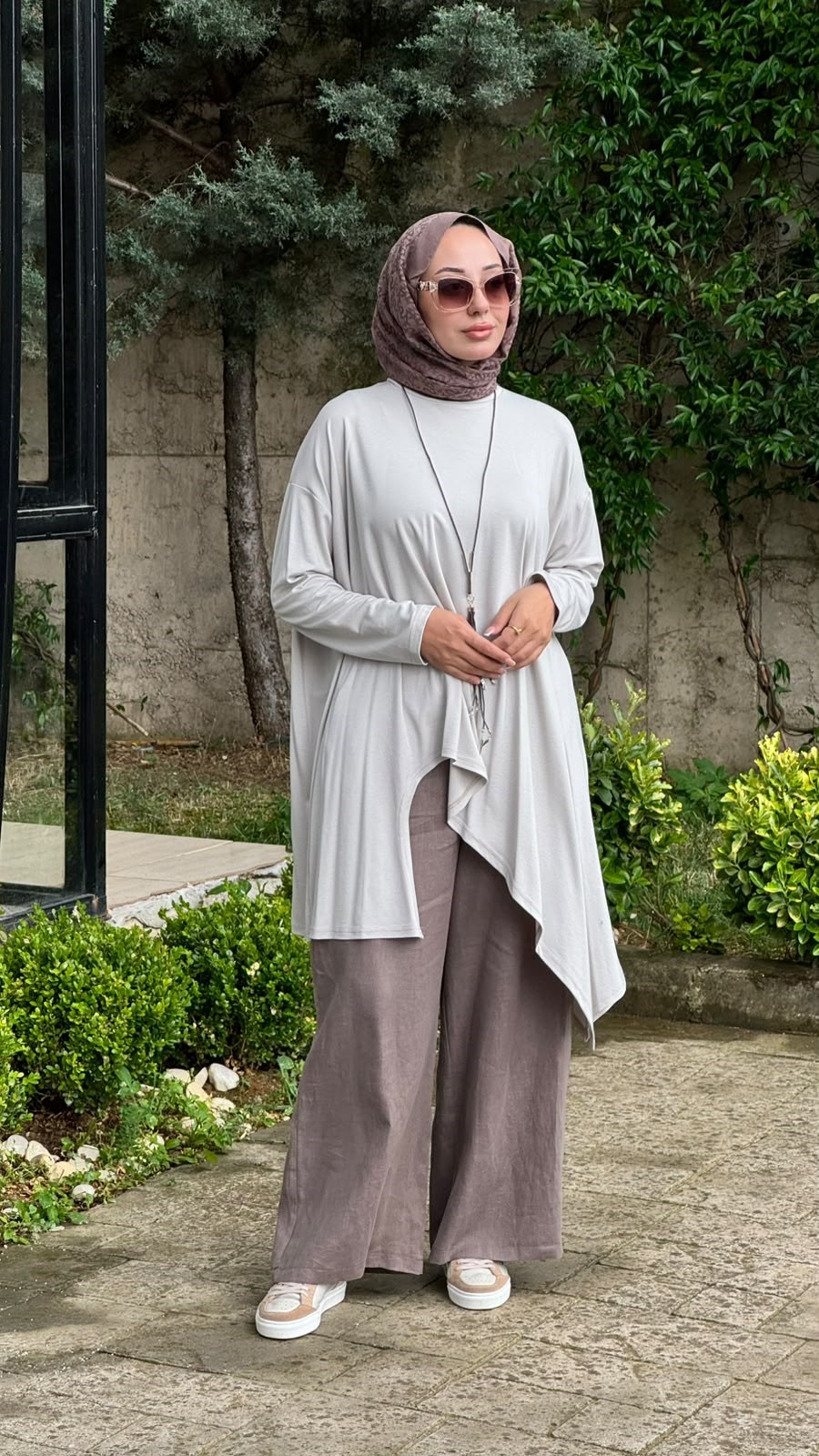Almarwah Önü Kısa Arkası Uzun Pantolonlu Tunik Takım 202982