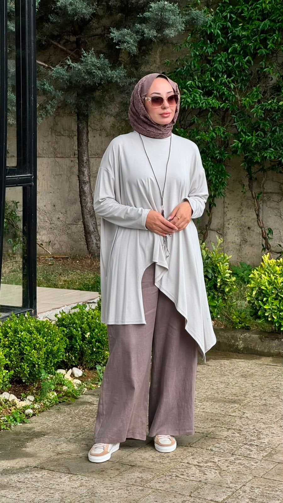 Almarwah Önü Kısa Arkası Uzun Pantolonlu Tunik Takım 202982