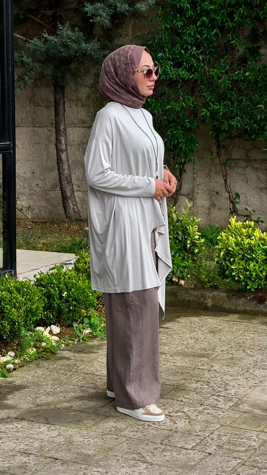 Almarwah Önü Kısa Arkası Uzun Pantolonlu Tunik Takım 202982