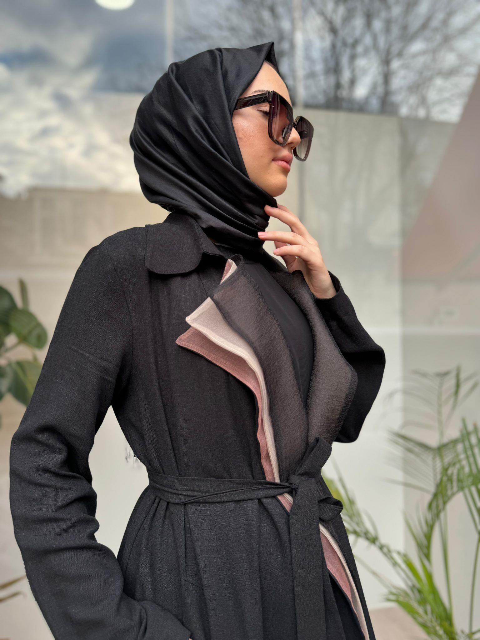 Almarwah Organze Tül Detaylı Kap Siyah 404438
